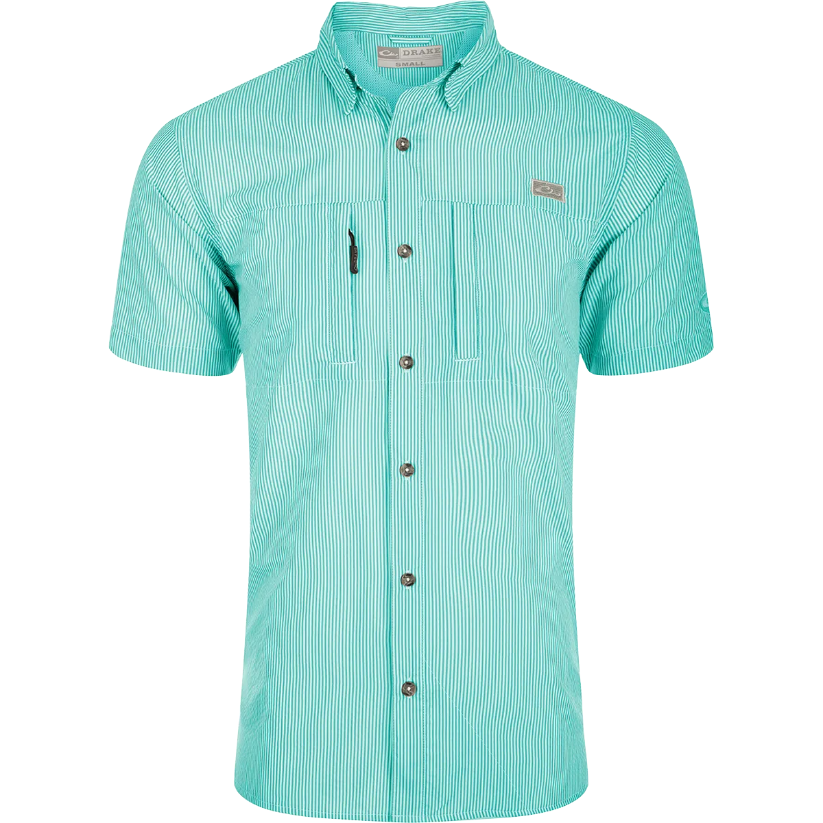 Classic Seersucker Stripe Button-Down Short Sleeve Shirt