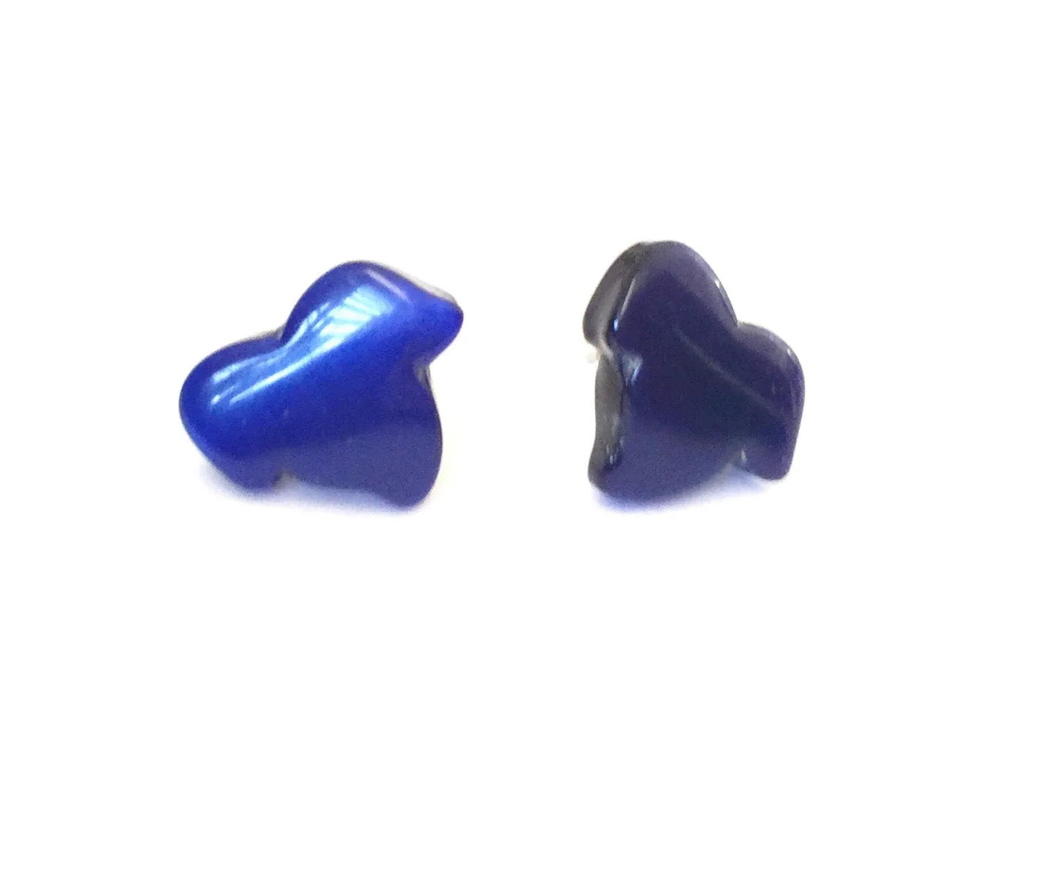 Cobalt Blue Moonglow Small Maple Leaf Stud Earrings