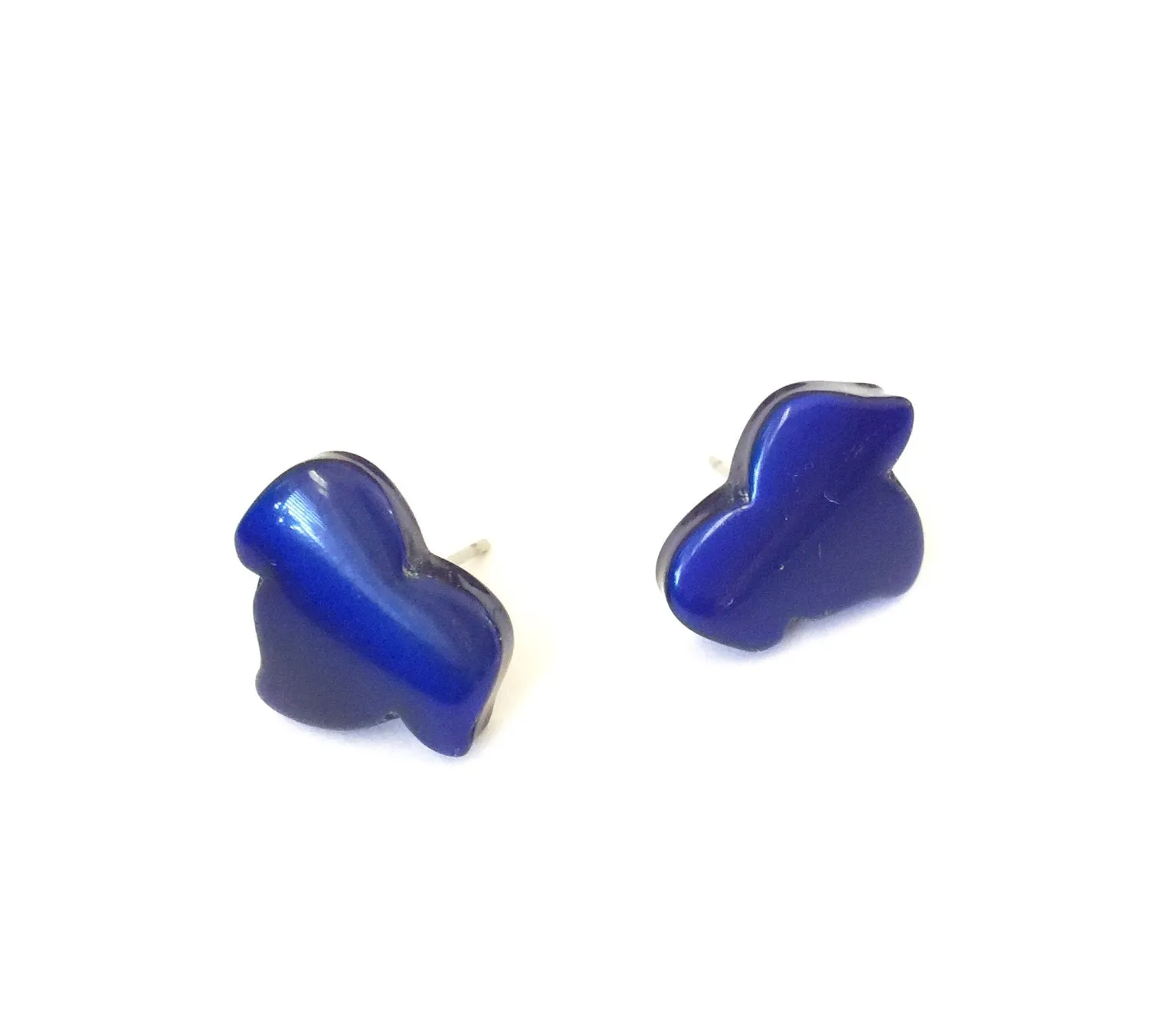 Cobalt Blue Moonglow Small Maple Leaf Stud Earrings