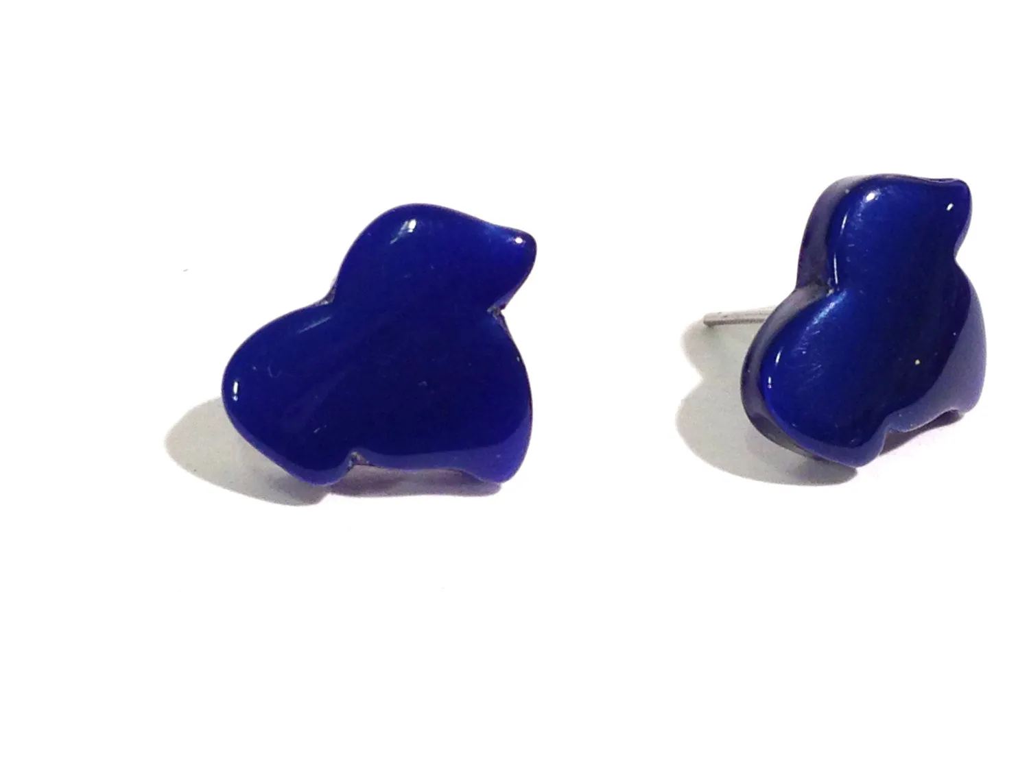 Cobalt Blue Moonglow Small Maple Leaf Stud Earrings