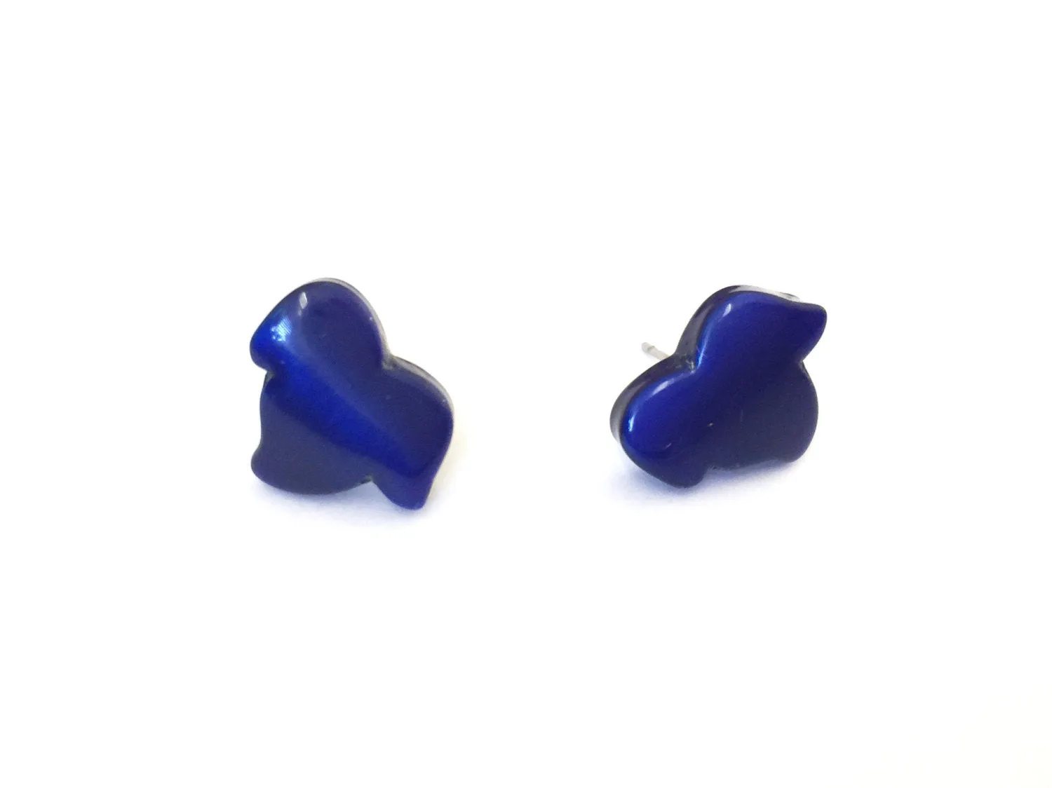 Cobalt Blue Moonglow Small Maple Leaf Stud Earrings