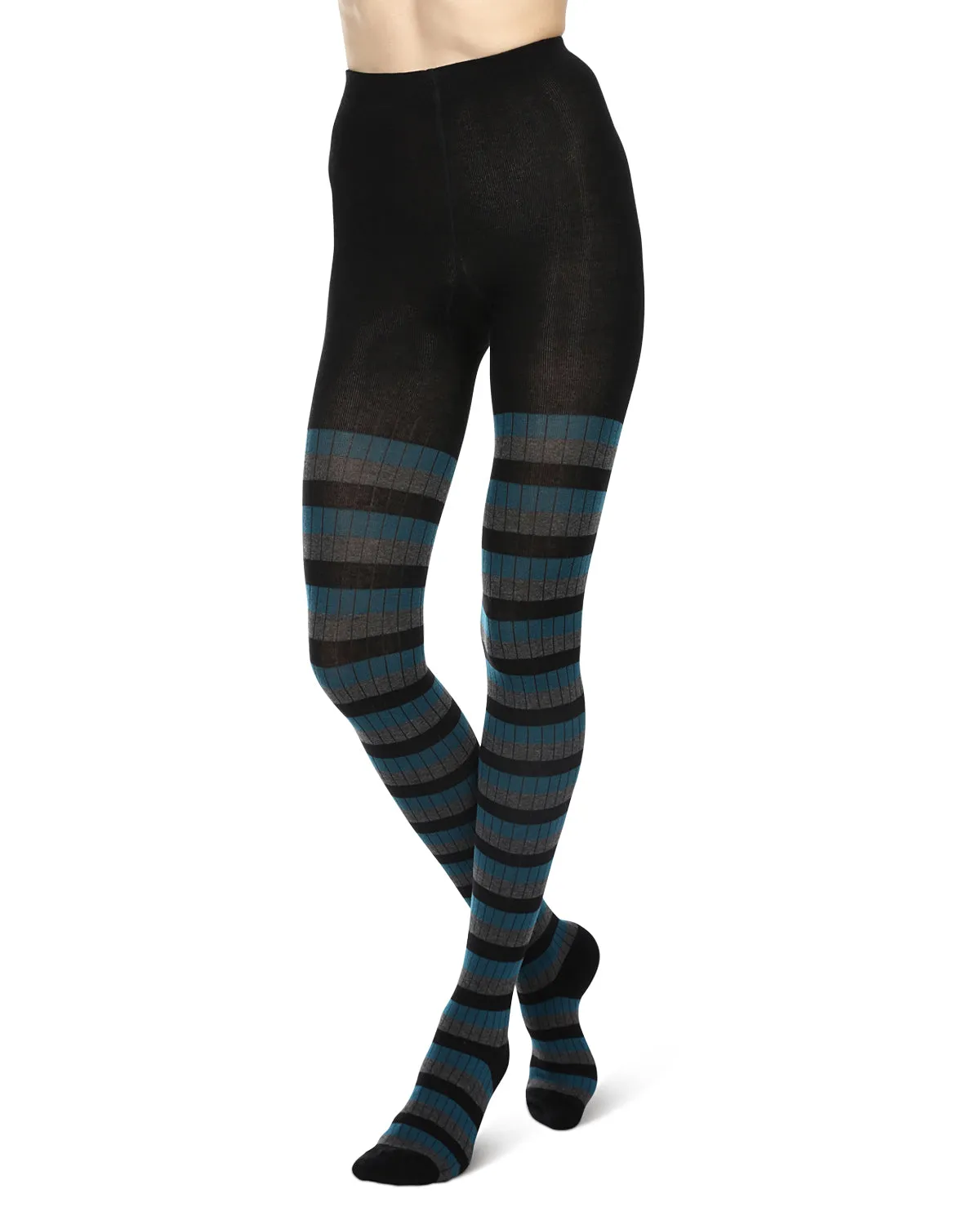 Colored Stripes Cotton Blend Sweater Tights