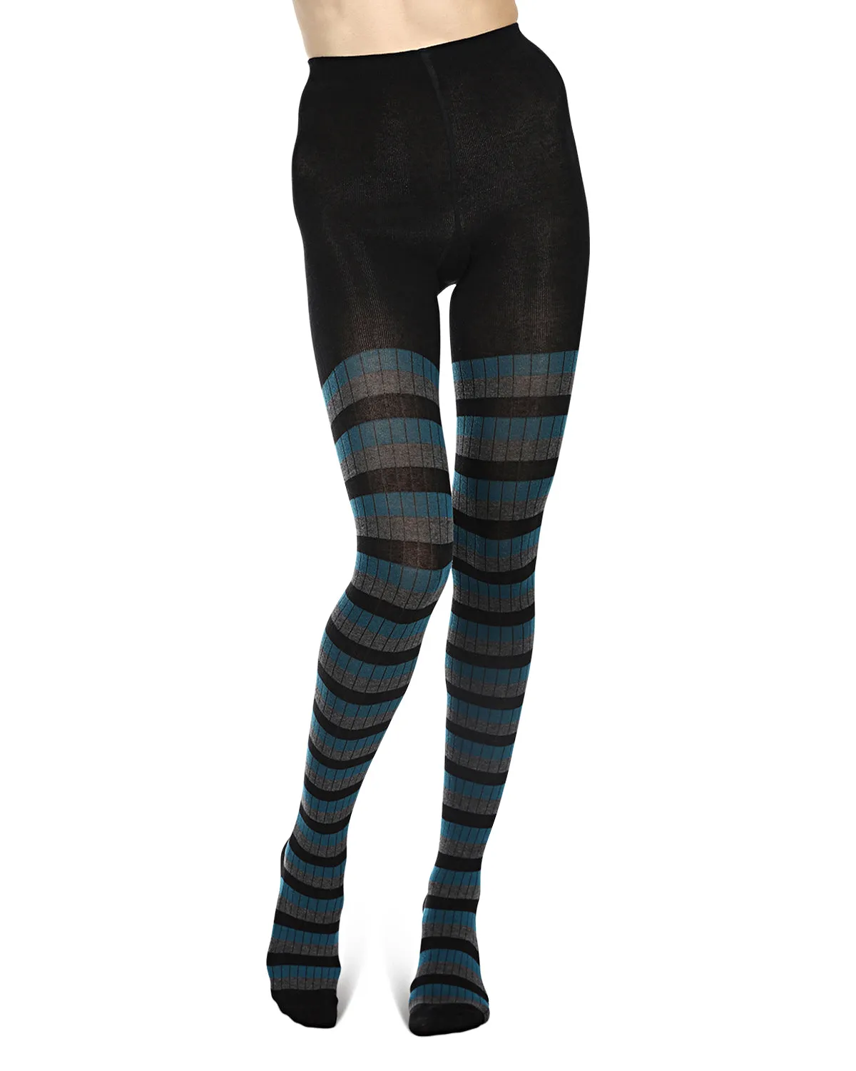 Colored Stripes Cotton Blend Sweater Tights