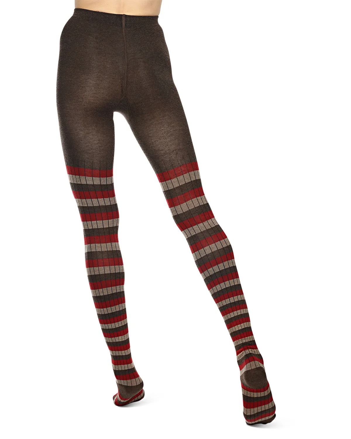 Colored Stripes Cotton Blend Sweater Tights