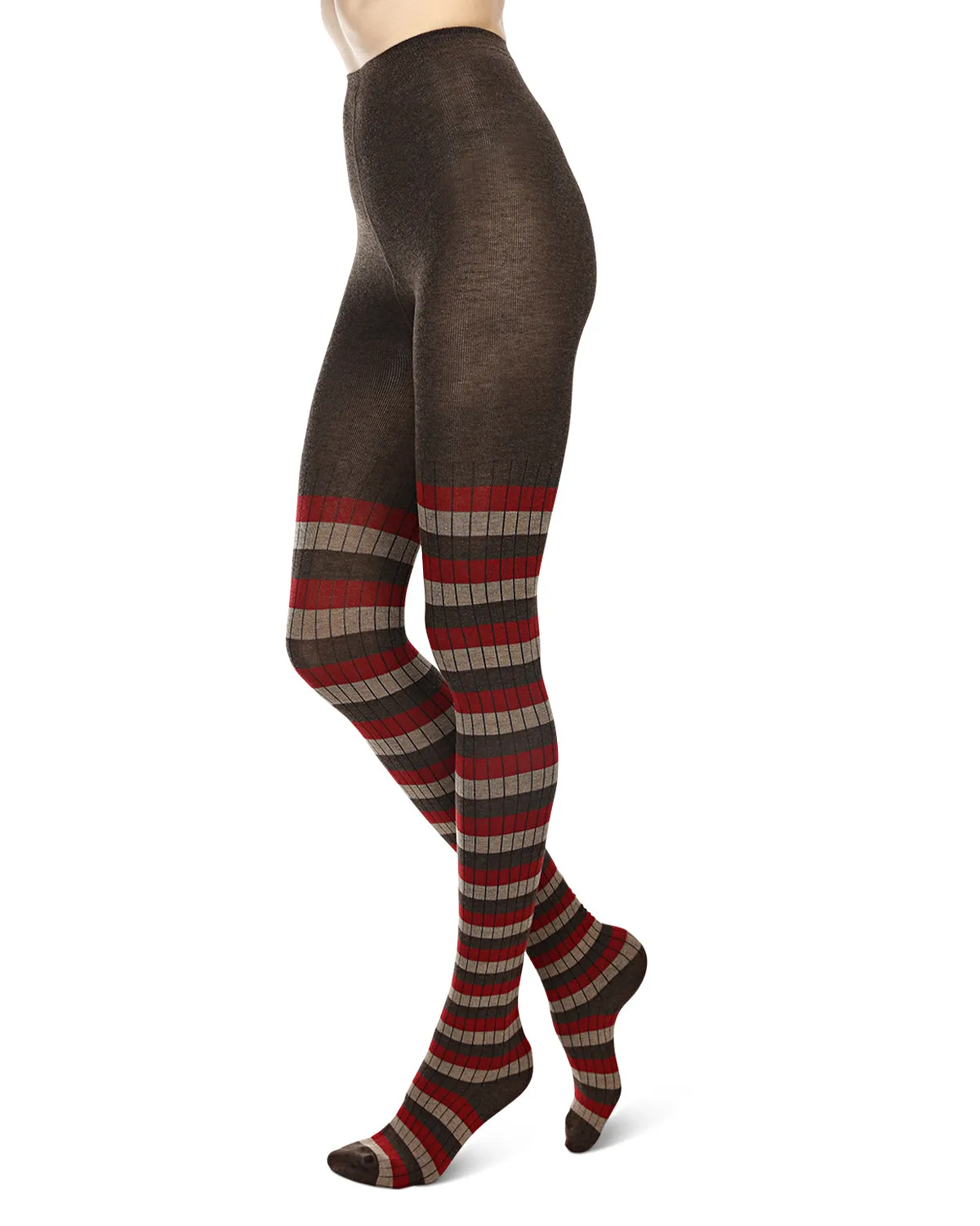 Colored Stripes Cotton Blend Sweater Tights