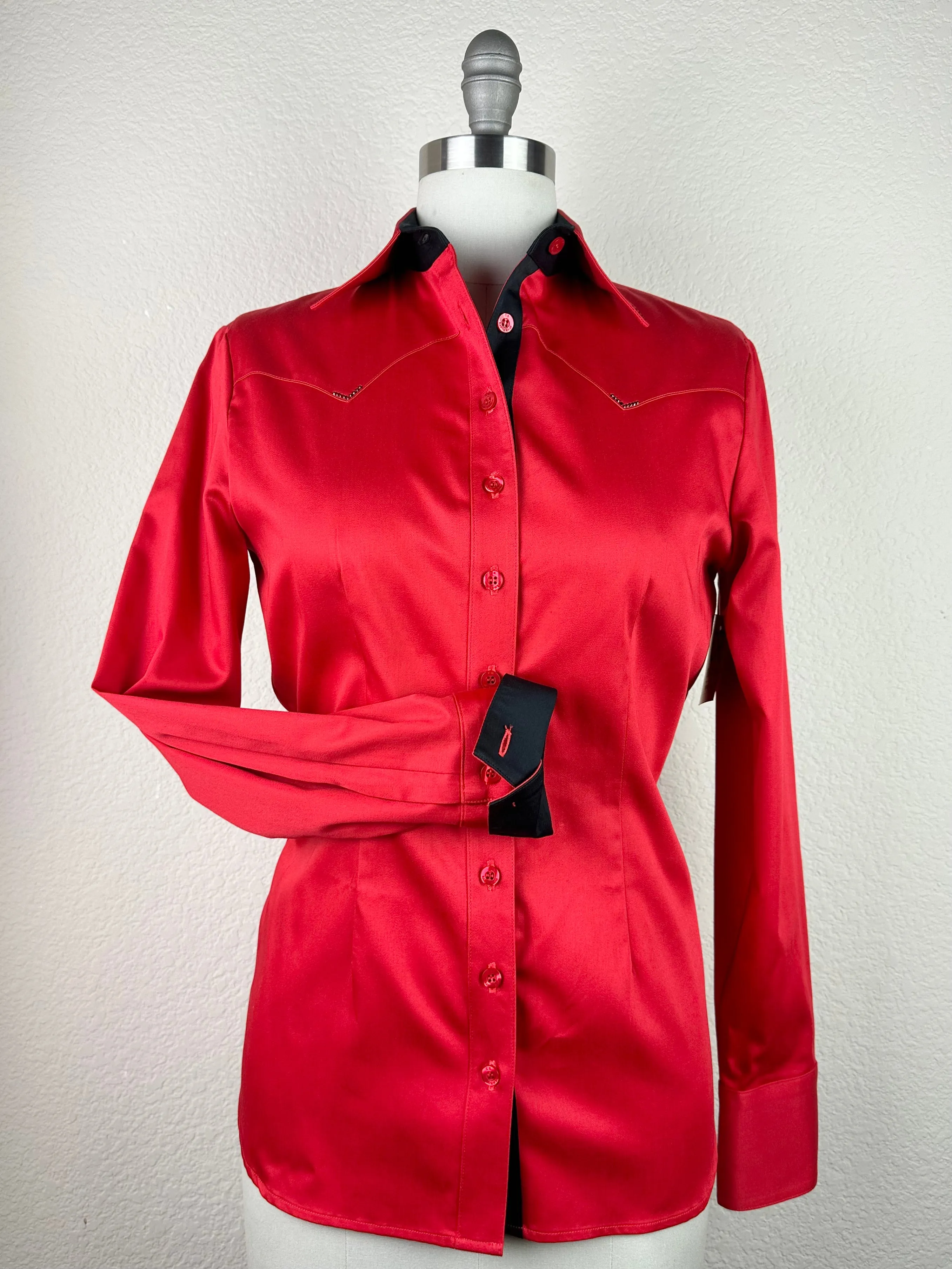 CR Western Pro Bright Red Cotton Sateen with Black