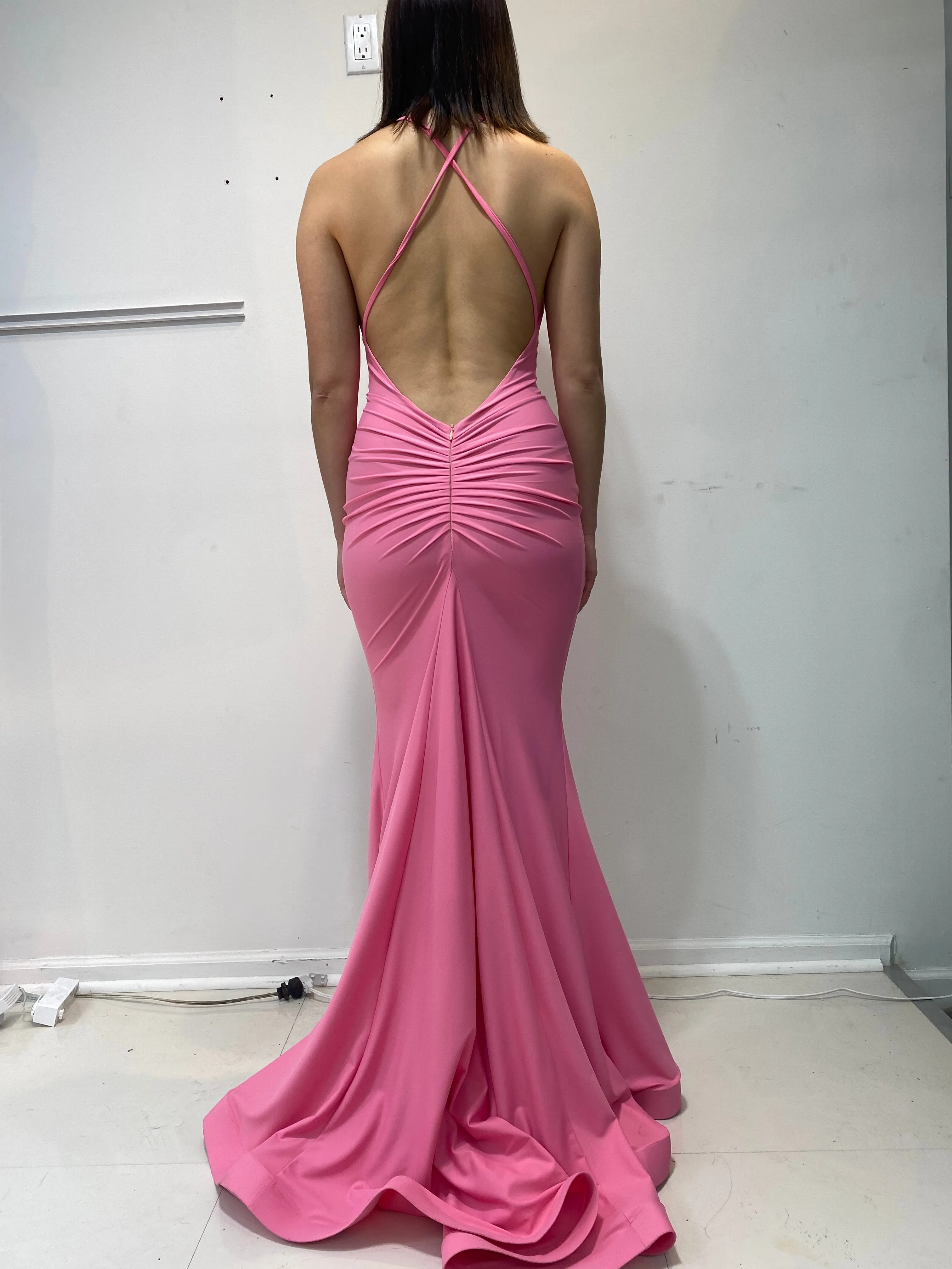 Cross Back Ruched Gown