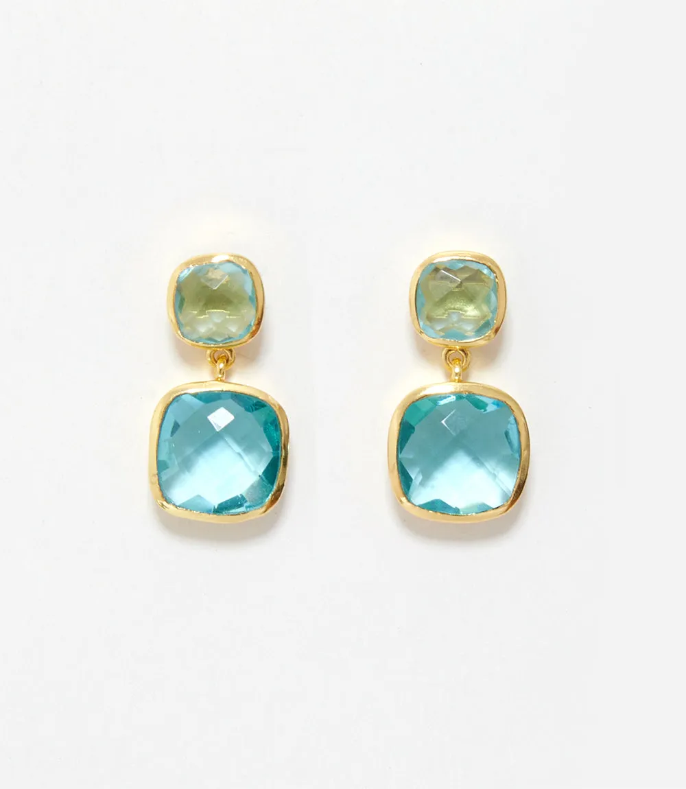 Cushion Cut Blue Topaz Earrings