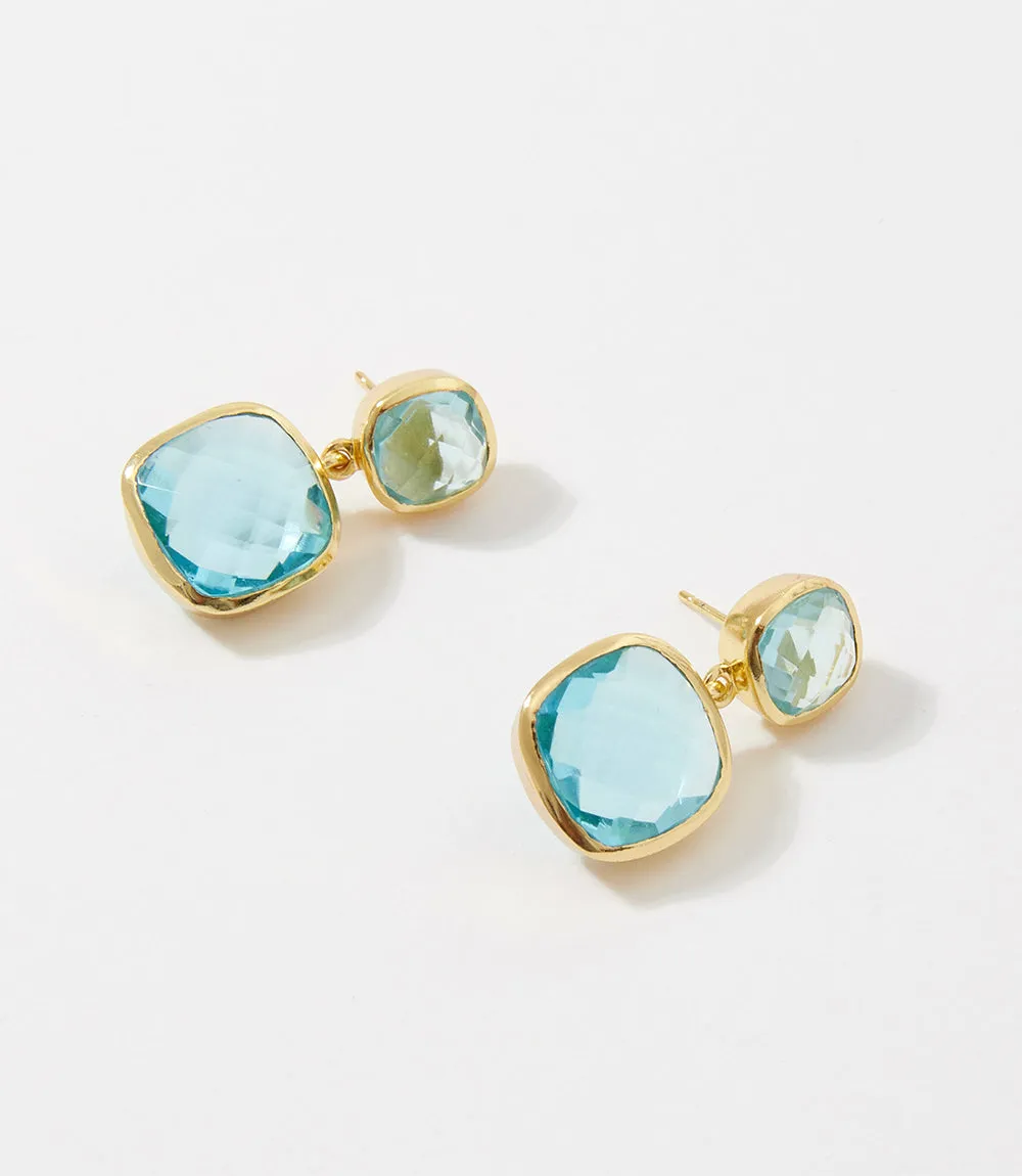 Cushion Cut Blue Topaz Earrings