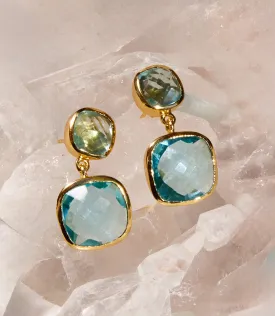 Cushion Cut Blue Topaz Earrings