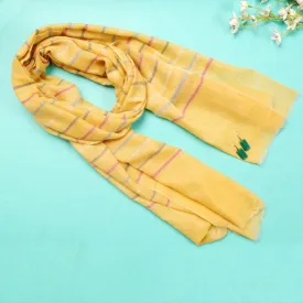 Daisy Yellow Striped Handwoven Pashmina Stole