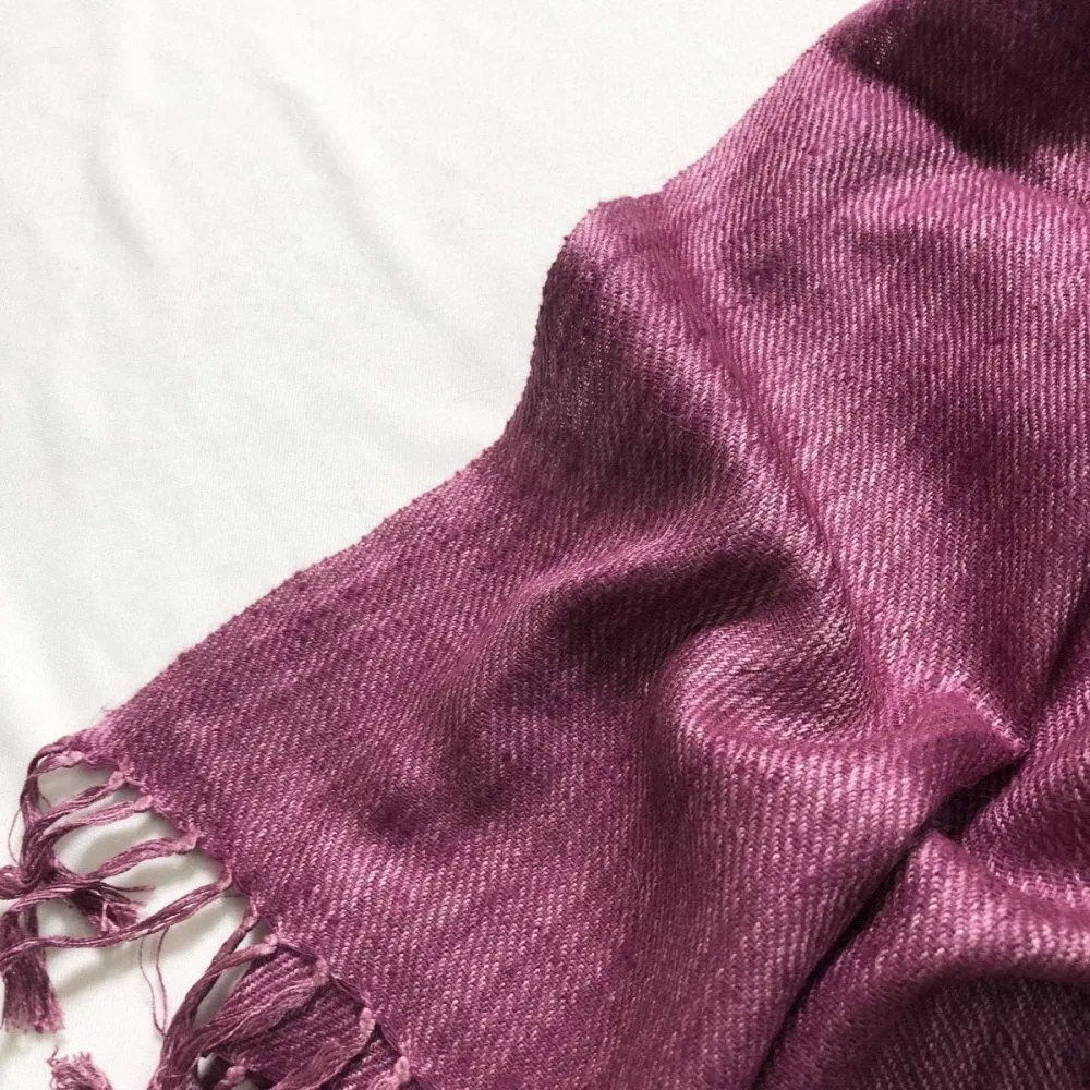 Dark-Rose Pink Coloured Silk & Merino Wool Stole