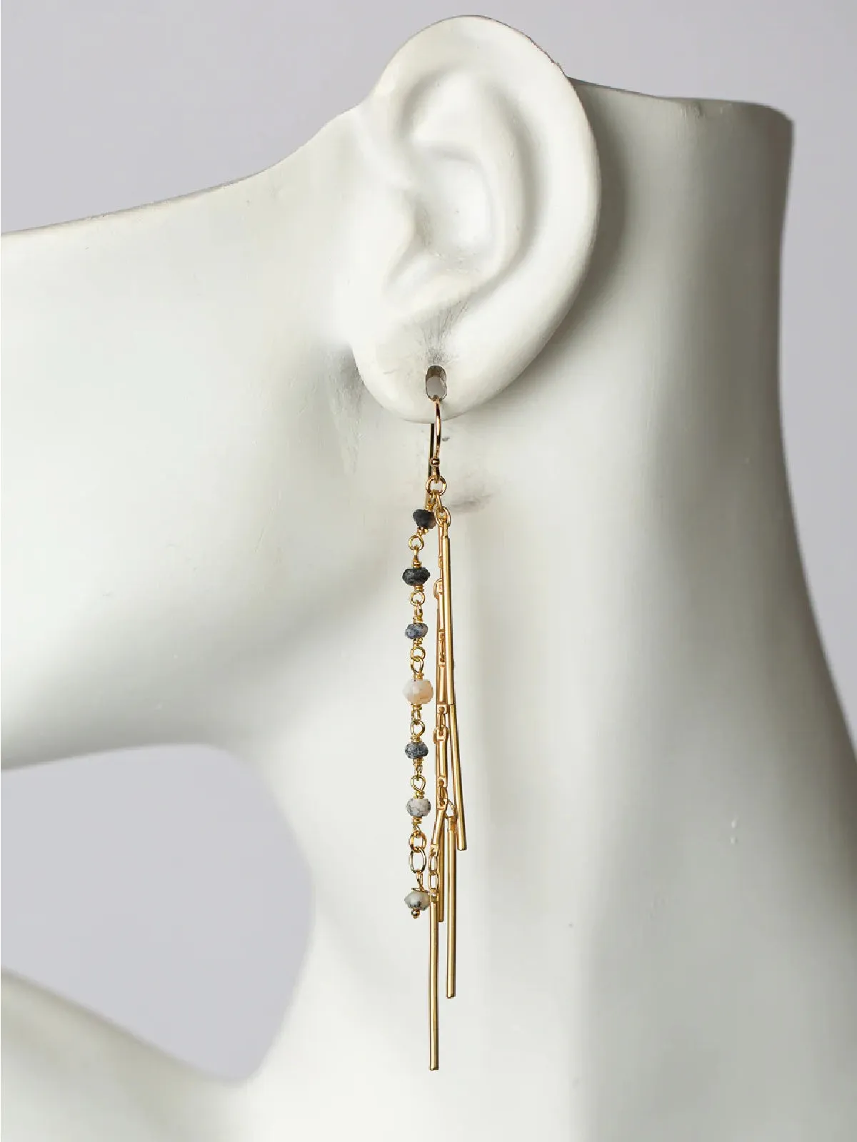 Dendritic Opal Tassel Statement Earrings by Anne Vaughan