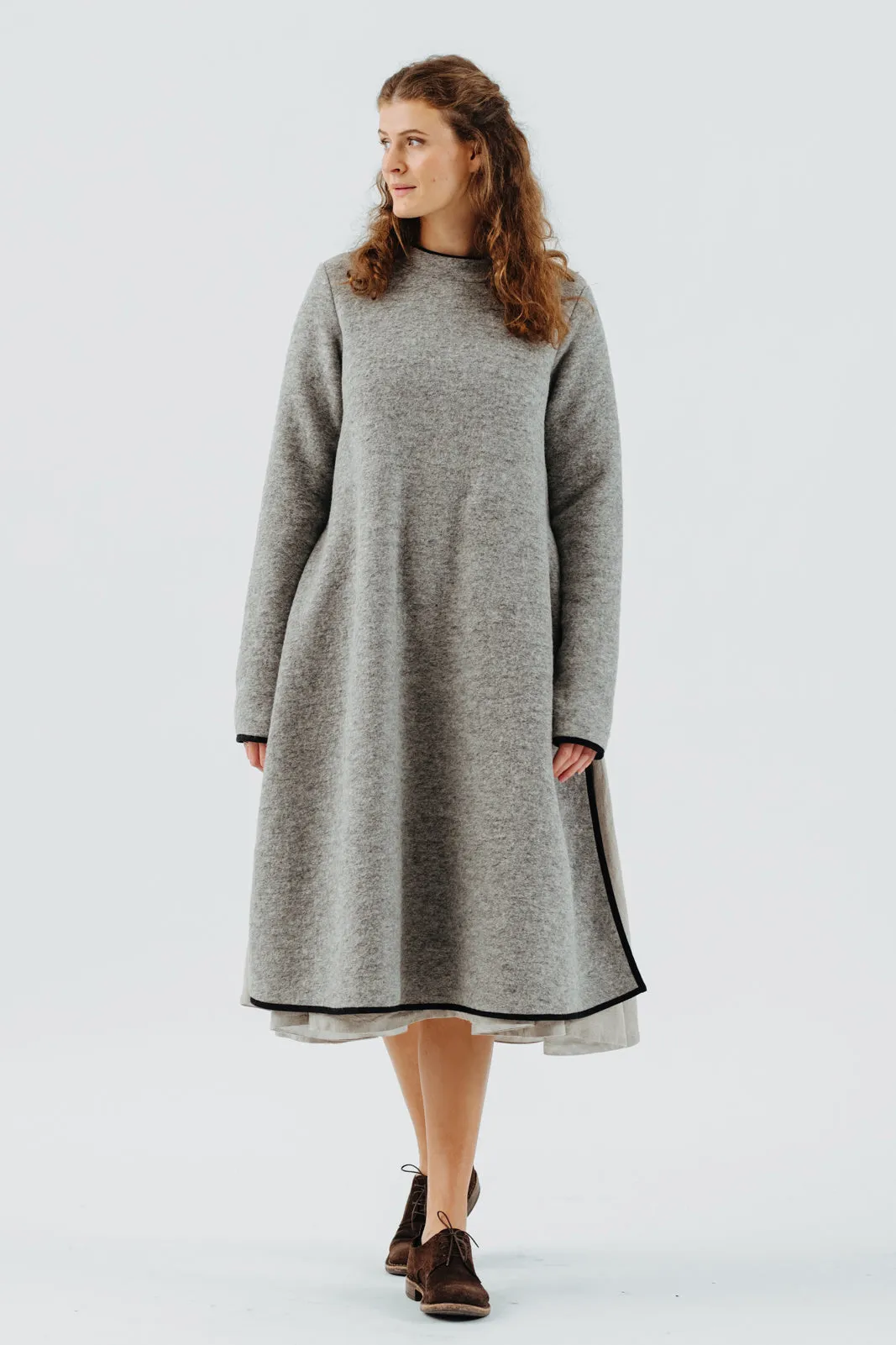 Double Slit Dress, Wool, Light Grey