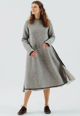 Double Slit Dress, Wool, Light Grey