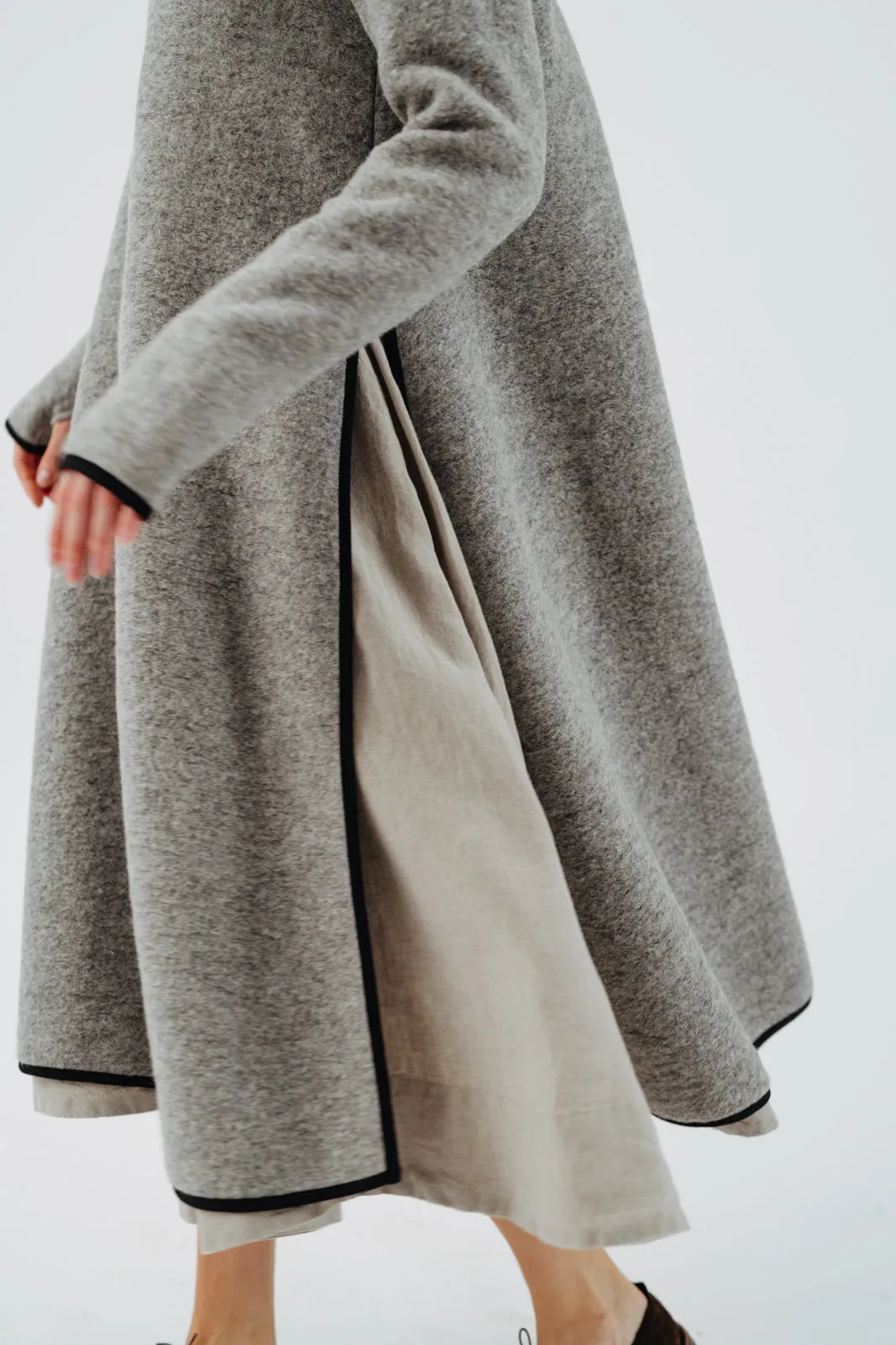 Double Slit Dress, Wool, Light Grey