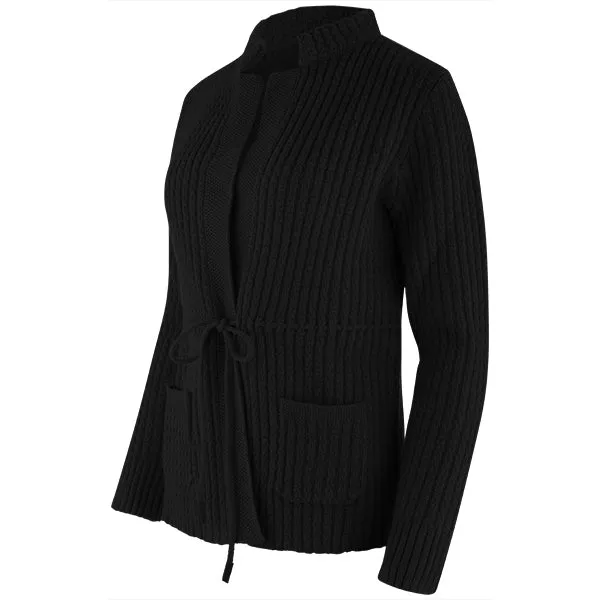 Drawstring Waist Cardigan in Black