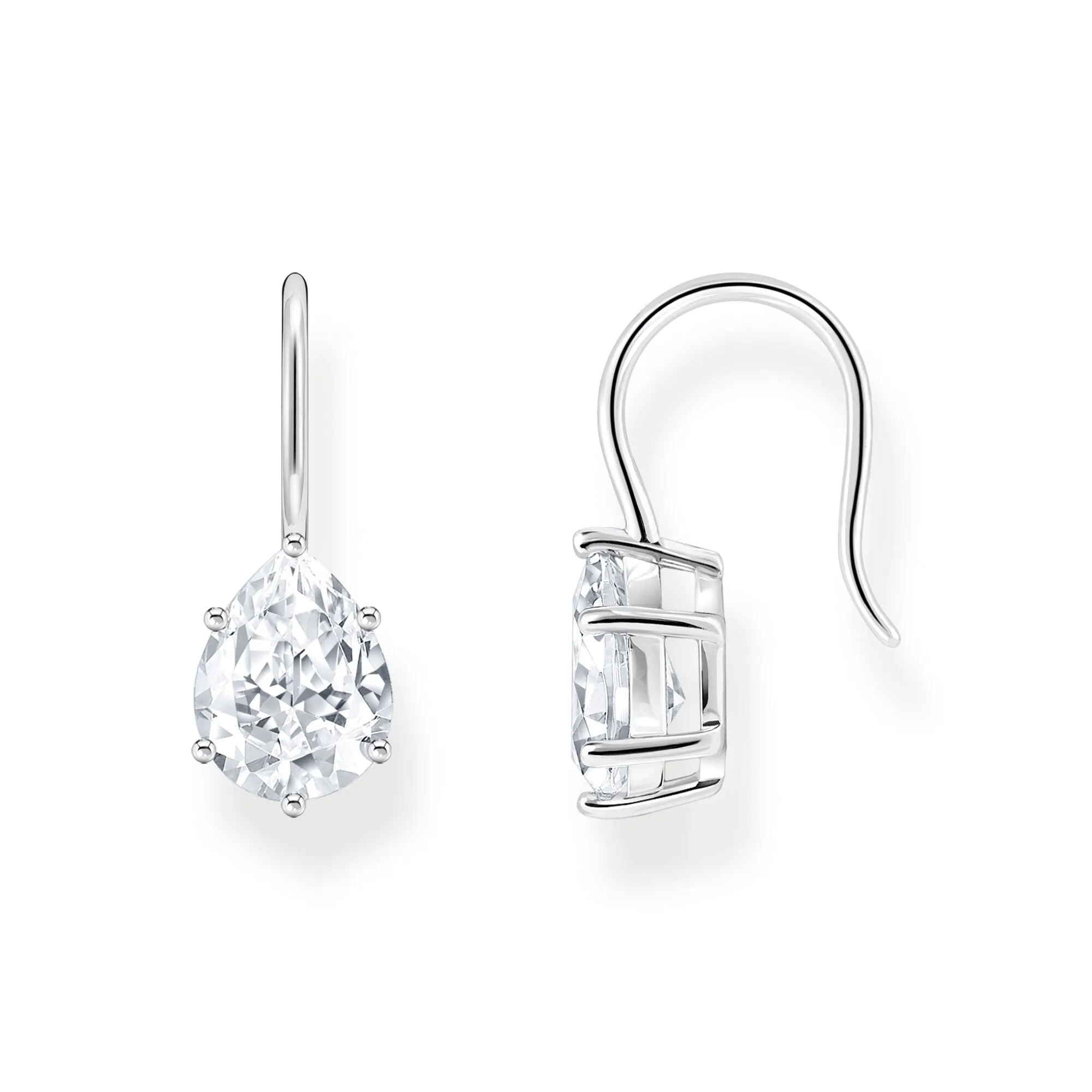 Earrings with white drop-shaped zirconia - silver