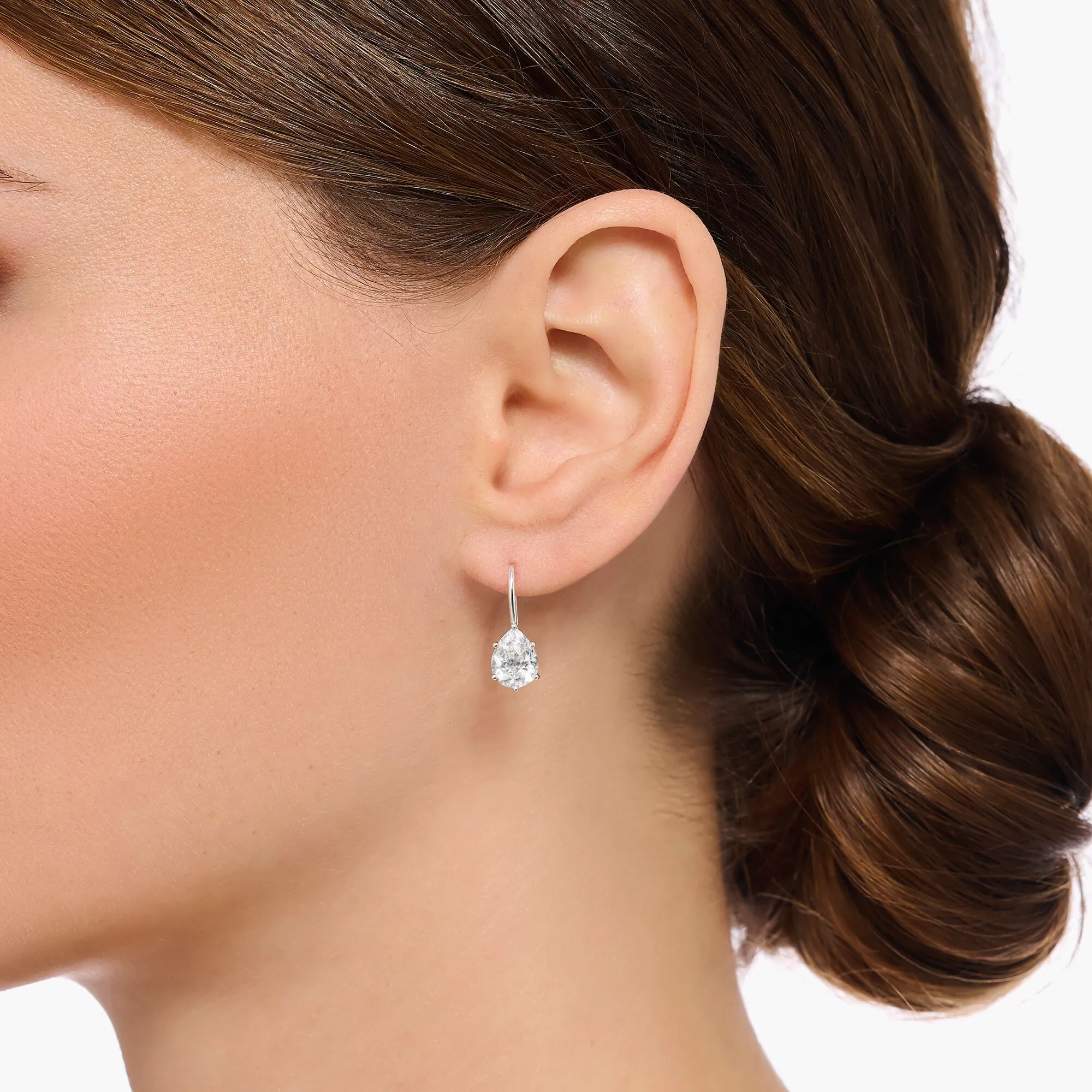 Earrings with white drop-shaped zirconia - silver