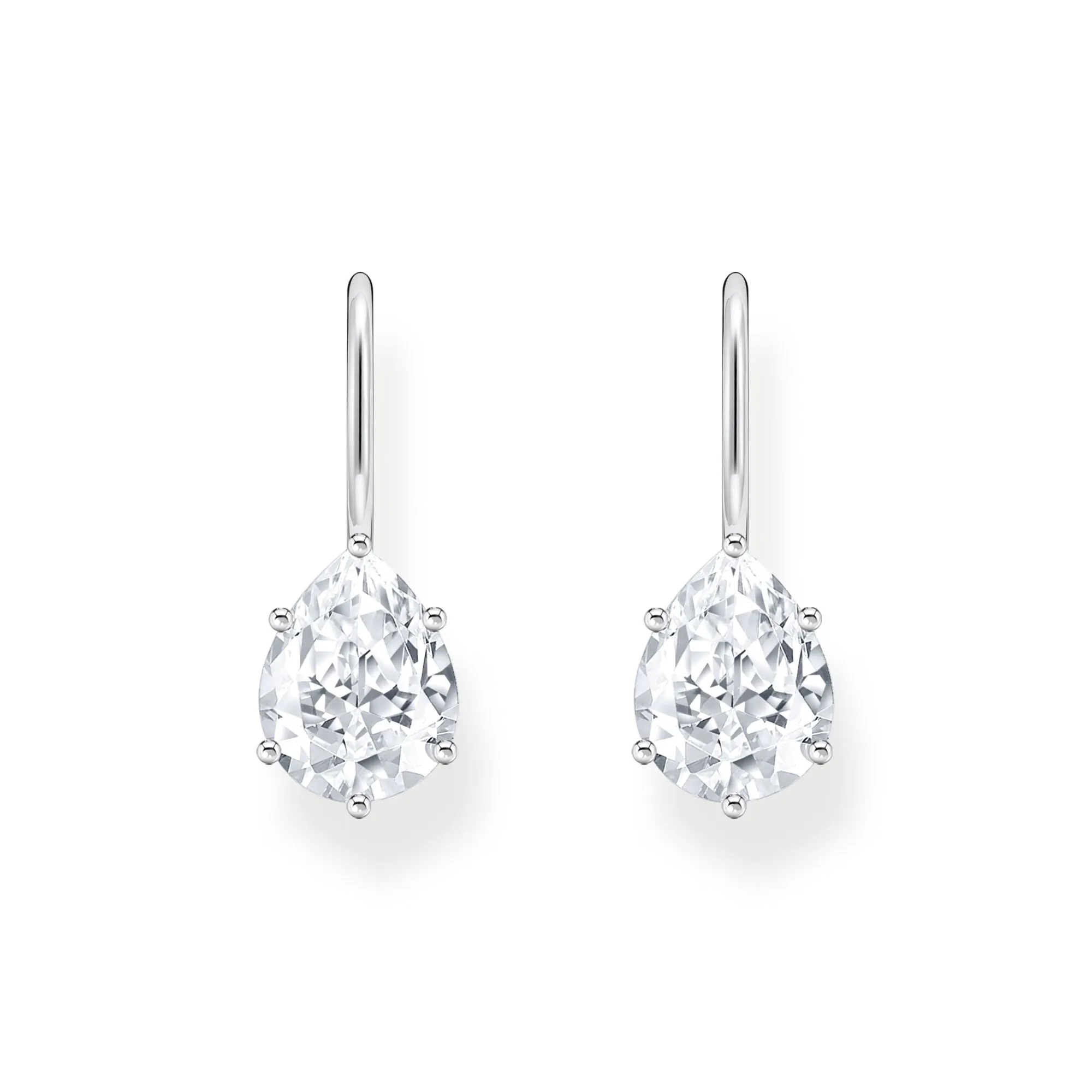 Earrings with white drop-shaped zirconia - silver