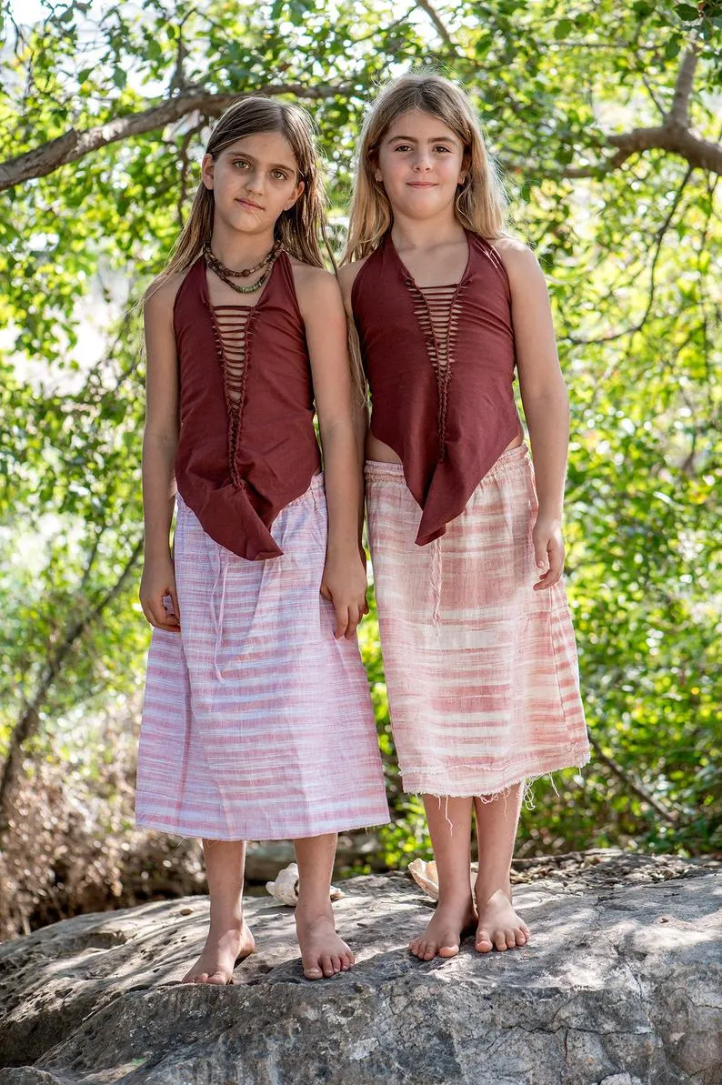 Earth Fairy Girls Skirt ๑⋙ Handwoven Khadi Cotton