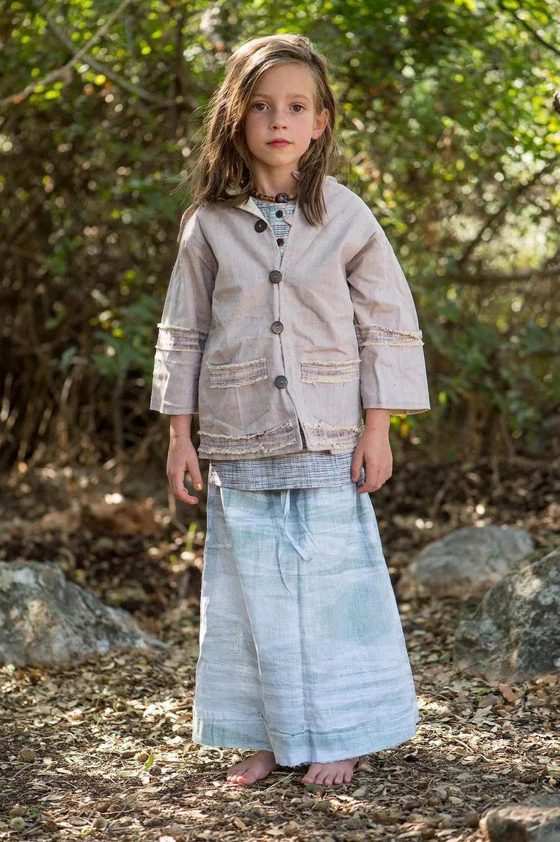 Earth Fairy Girls Skirt ๑⋙ Handwoven Khadi Cotton