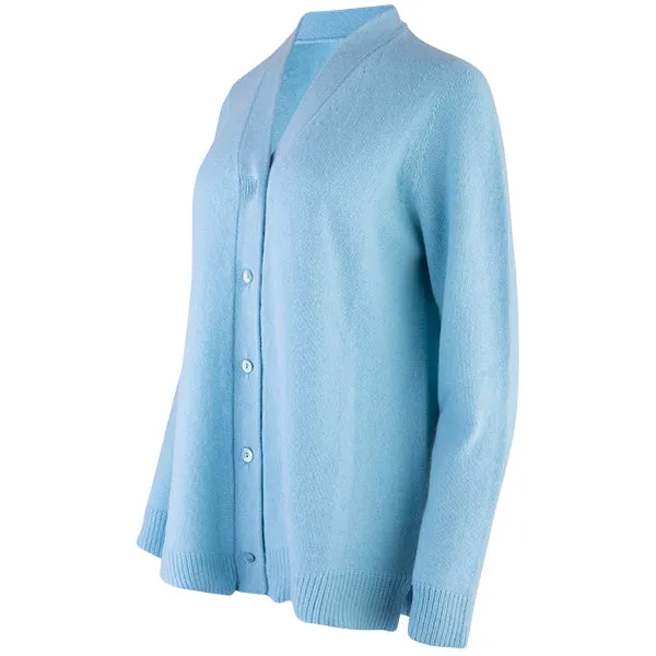 Easy Fit V-Neck Cardigan in Aqua Turquoise