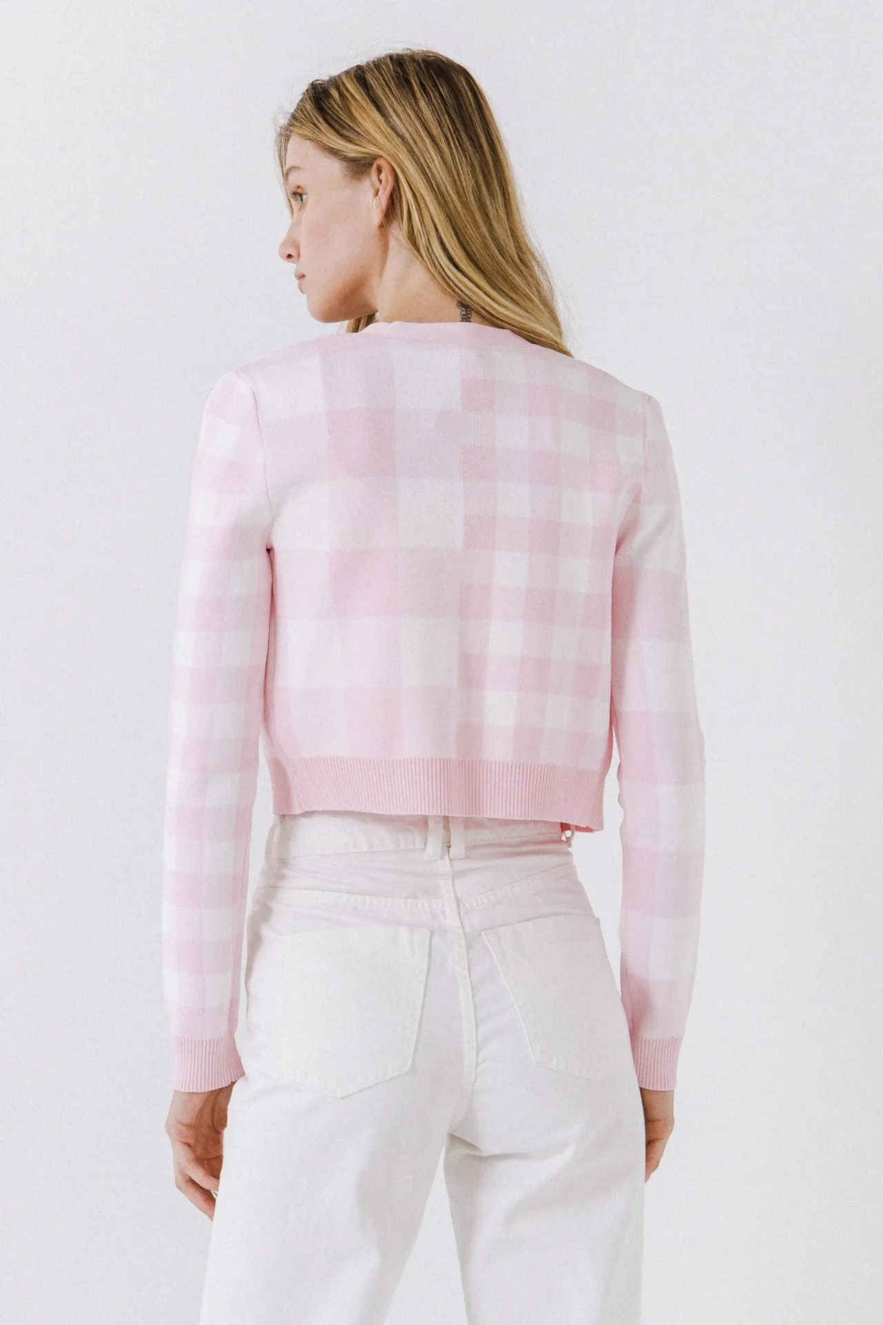 English Factory - Women Gingham Knit Cardigan