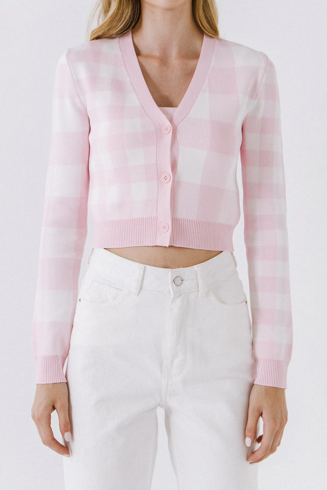 English Factory - Women Gingham Knit Cardigan