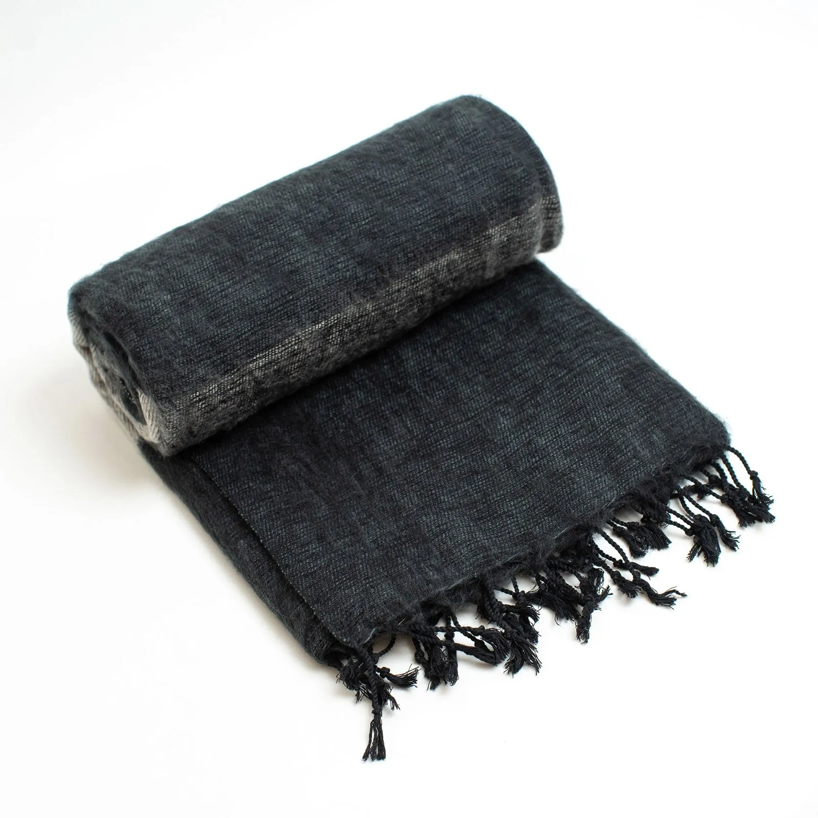 Extra Soft Wool Throw in Black and White