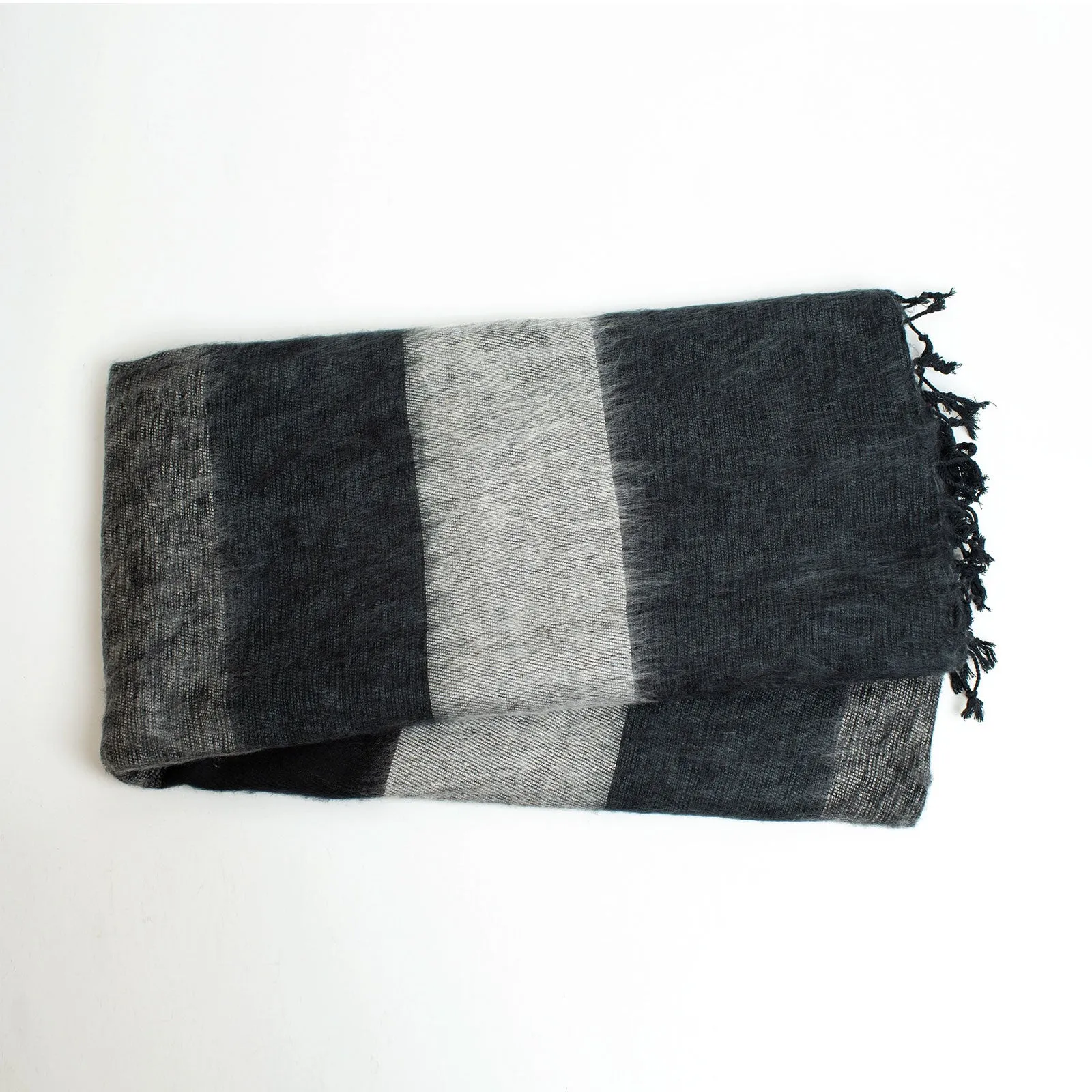 Extra Soft Wool Throw in Black and White