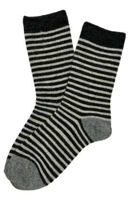 Fine Lines Wool Socks Black