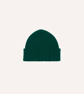 Forest Green Angora Lambswool Ribbed Knit Cap