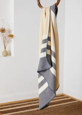 Foxford Cashmere Lounge Throw - Bone Stripe