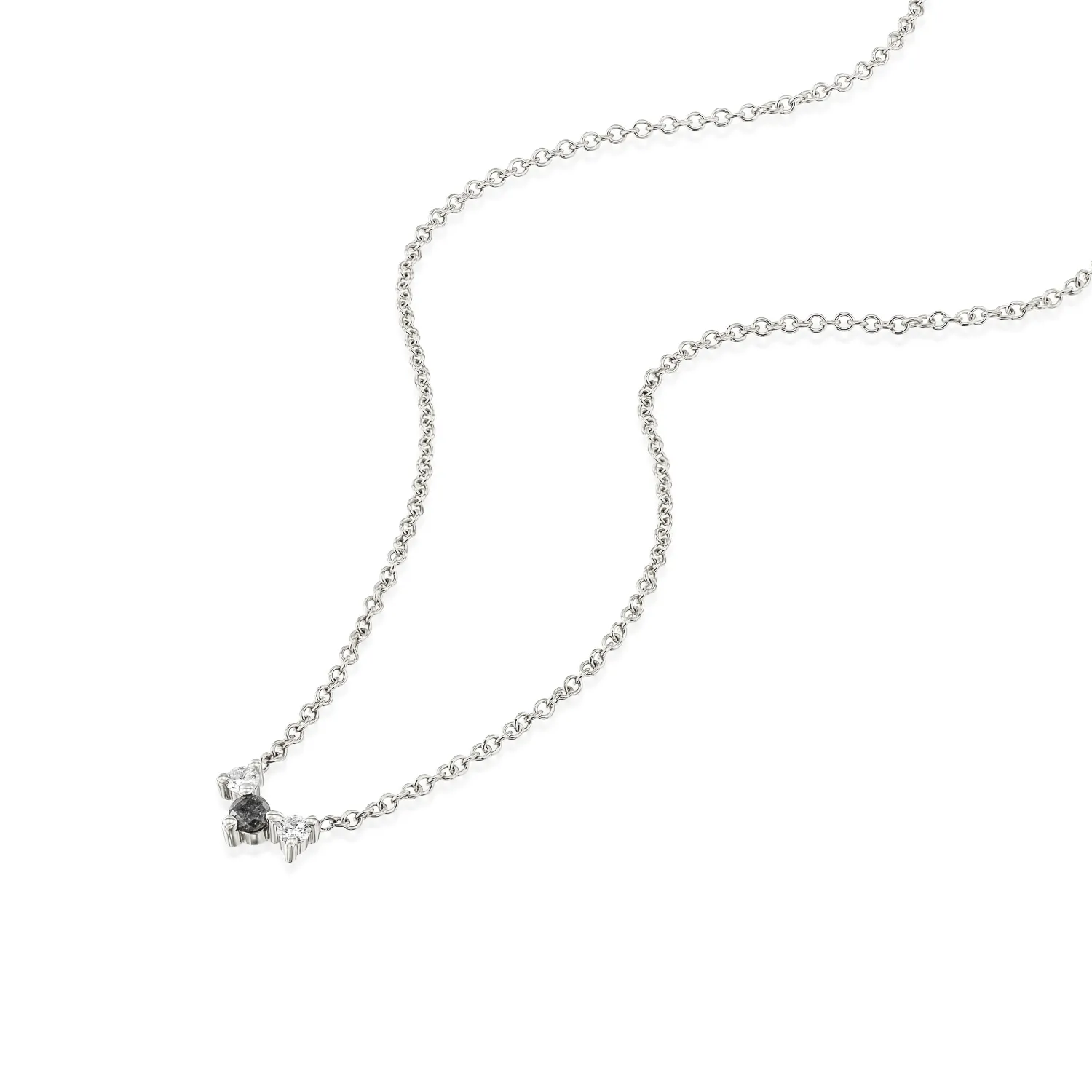 Frida Necklace with White & Gray Diamonds