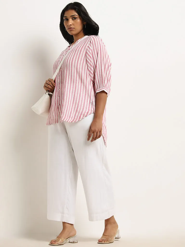 Gia Pink Striped Pattern Blouse