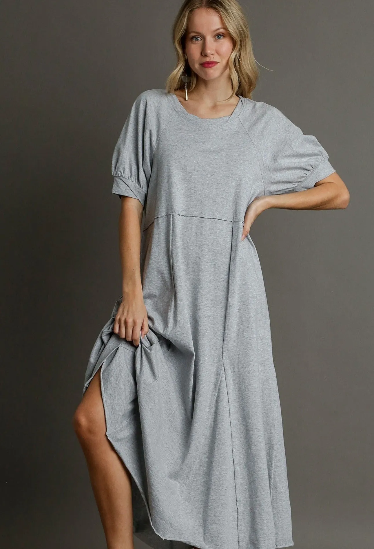 Gray T-Shirt Midi Dress