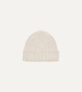 Grey Angora Lambswool Ribbed Knit Cap