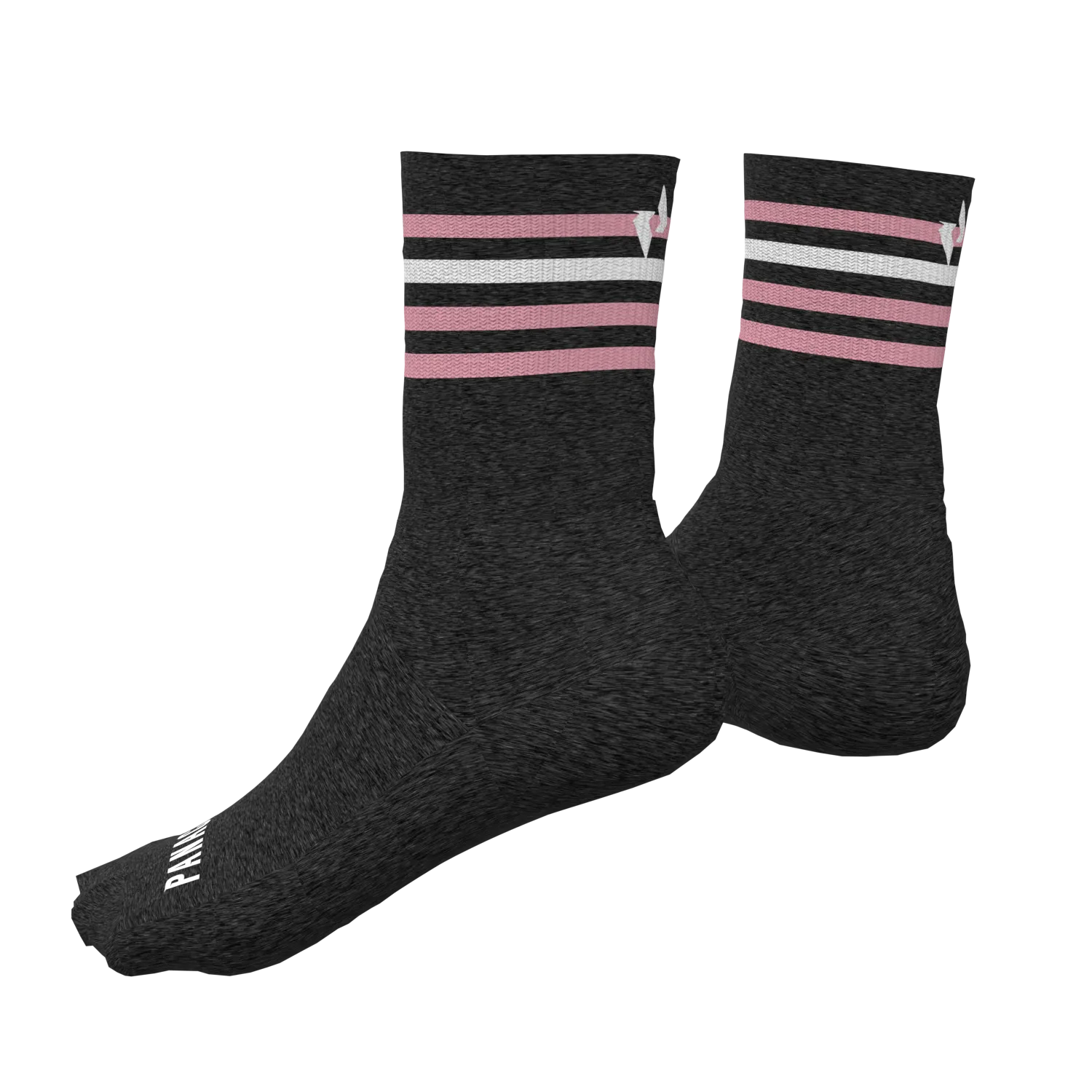 Growdy Merino Wool Socks - CHARCOAL with Pink/White stripes