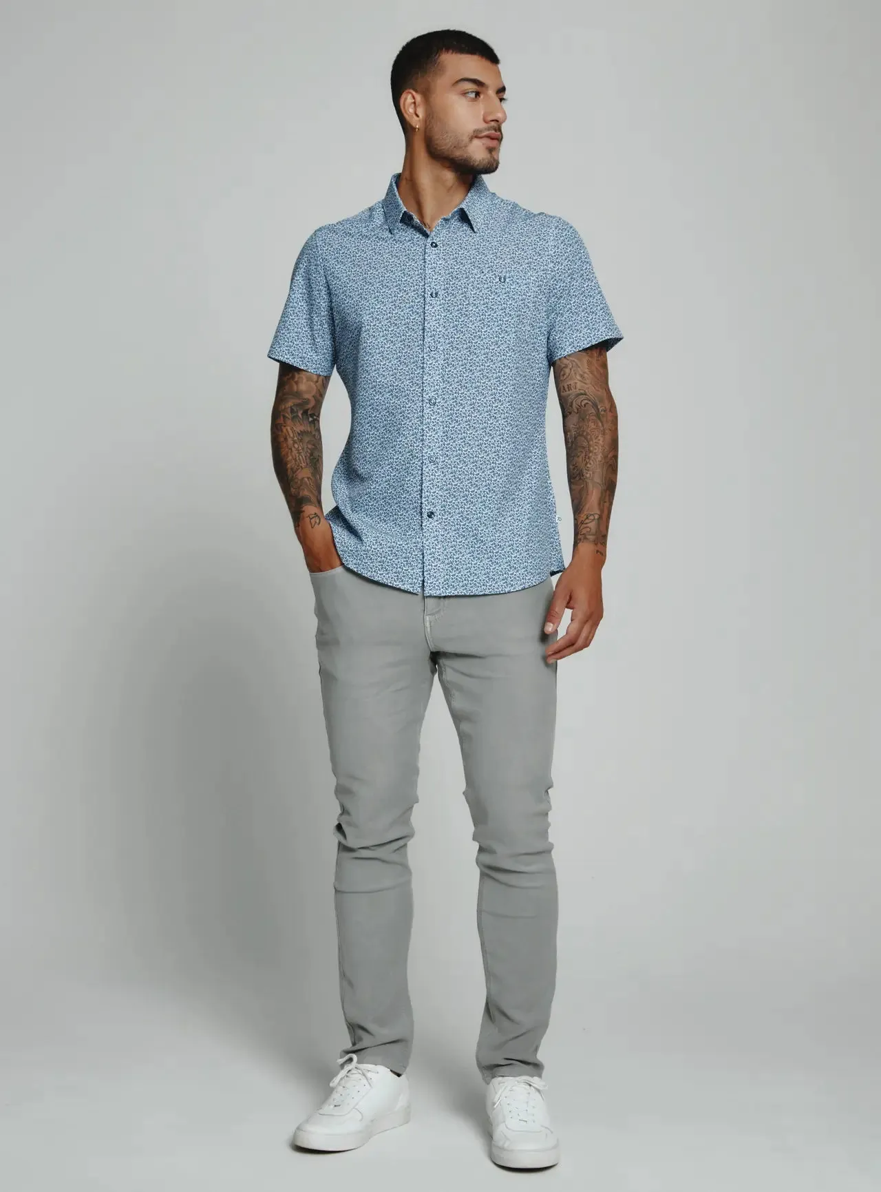 Hartley Short Sleeve Shirt-Light Blue-7 Diamonds