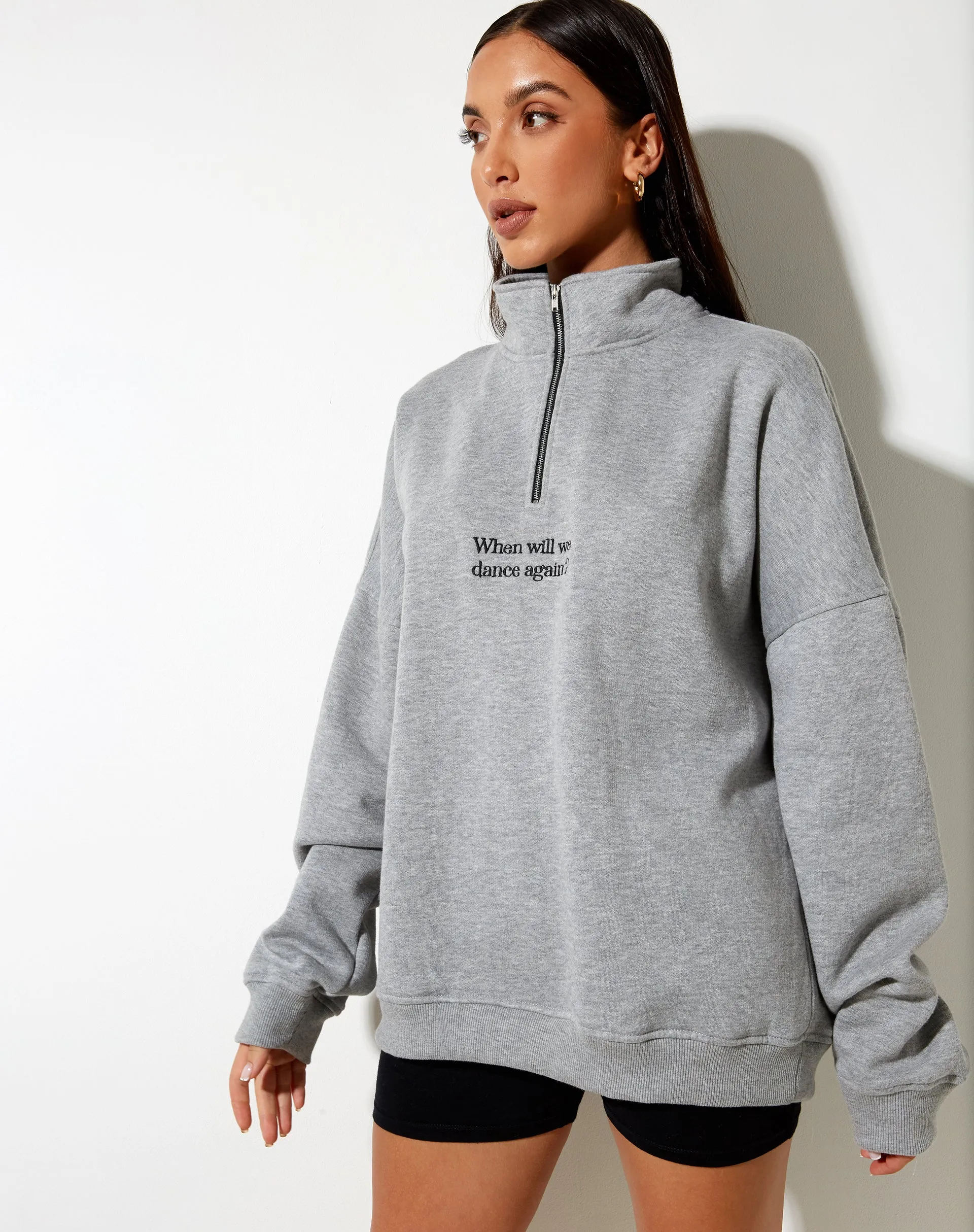 Hazy Sweatshirt in Grey Marl When Will We Dance Again