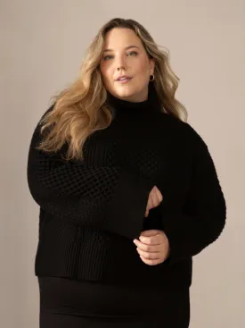 Hilda Cable Knit Sweater Top in Black