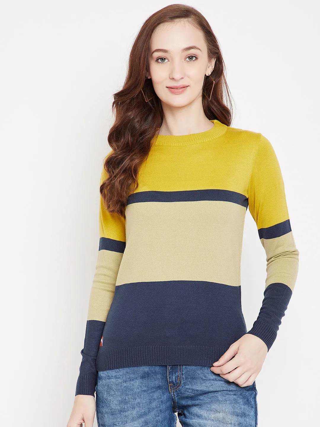 JUMP USA Women Mustard Front-Open Sweater