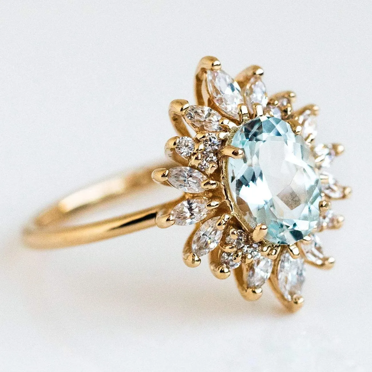 Lana Ring with Aquamarine & CZ