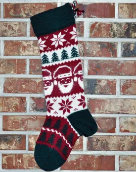 Large Personalizable Knit Wool Christmas Stocking - Angora Santa