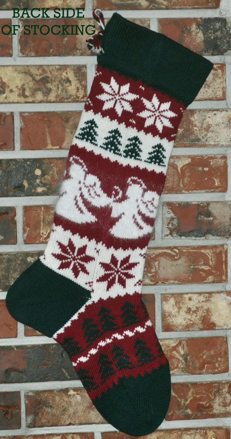 Large Personalizable Knit Wool Christmas Stocking - Christmas Angels