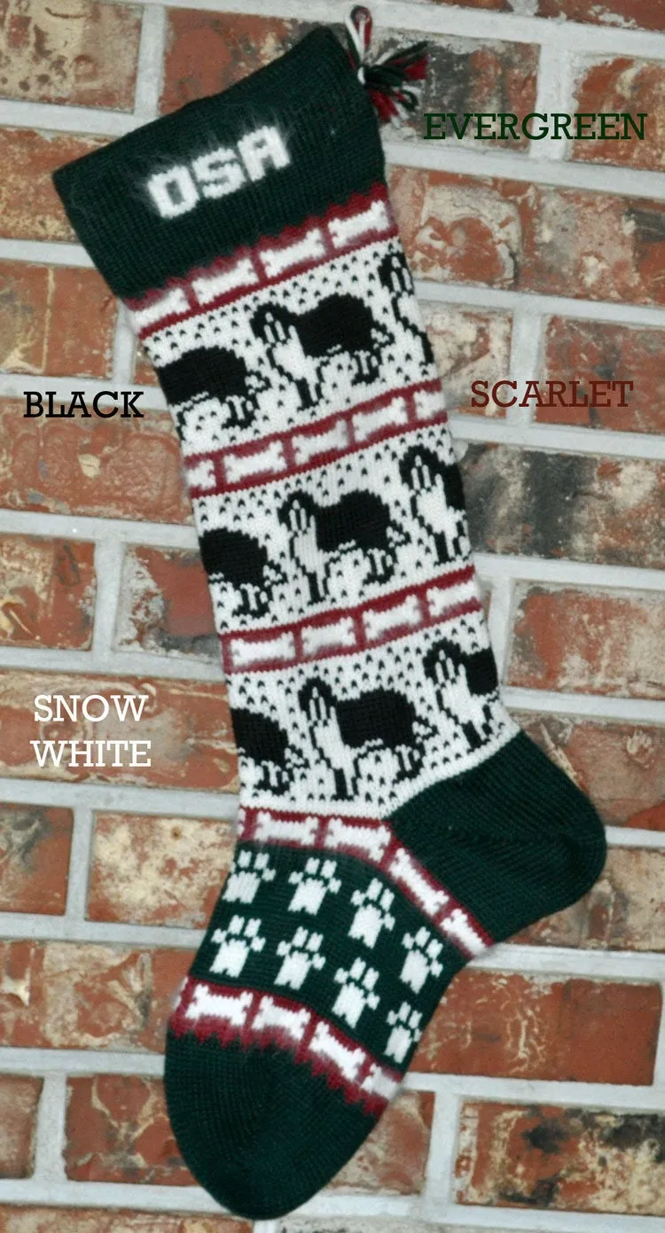 Large Personalizable Knit Wool Christmas Stocking - Christmas Dogs