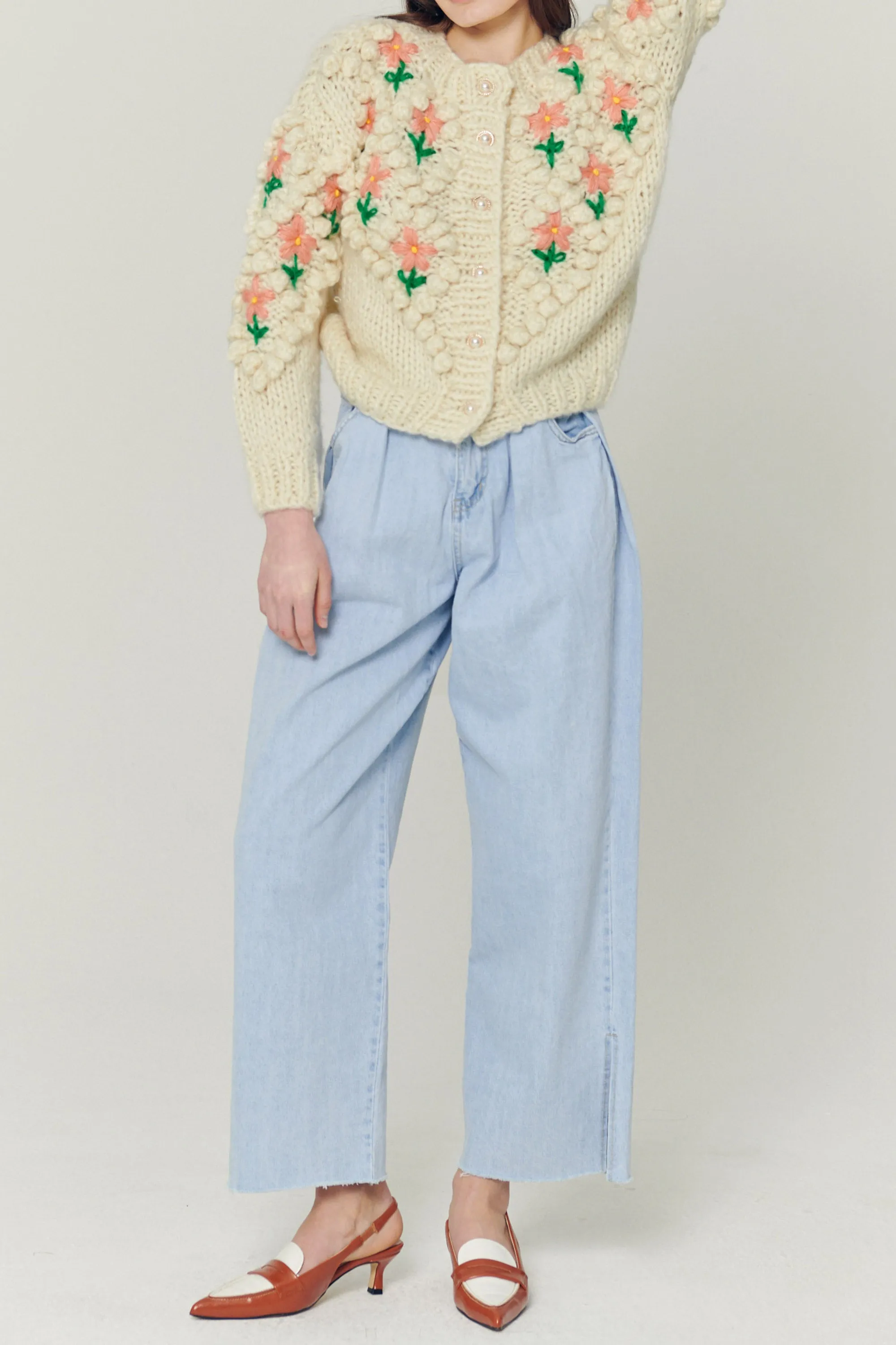 Lily Floral Embroidered Knit Cardigan