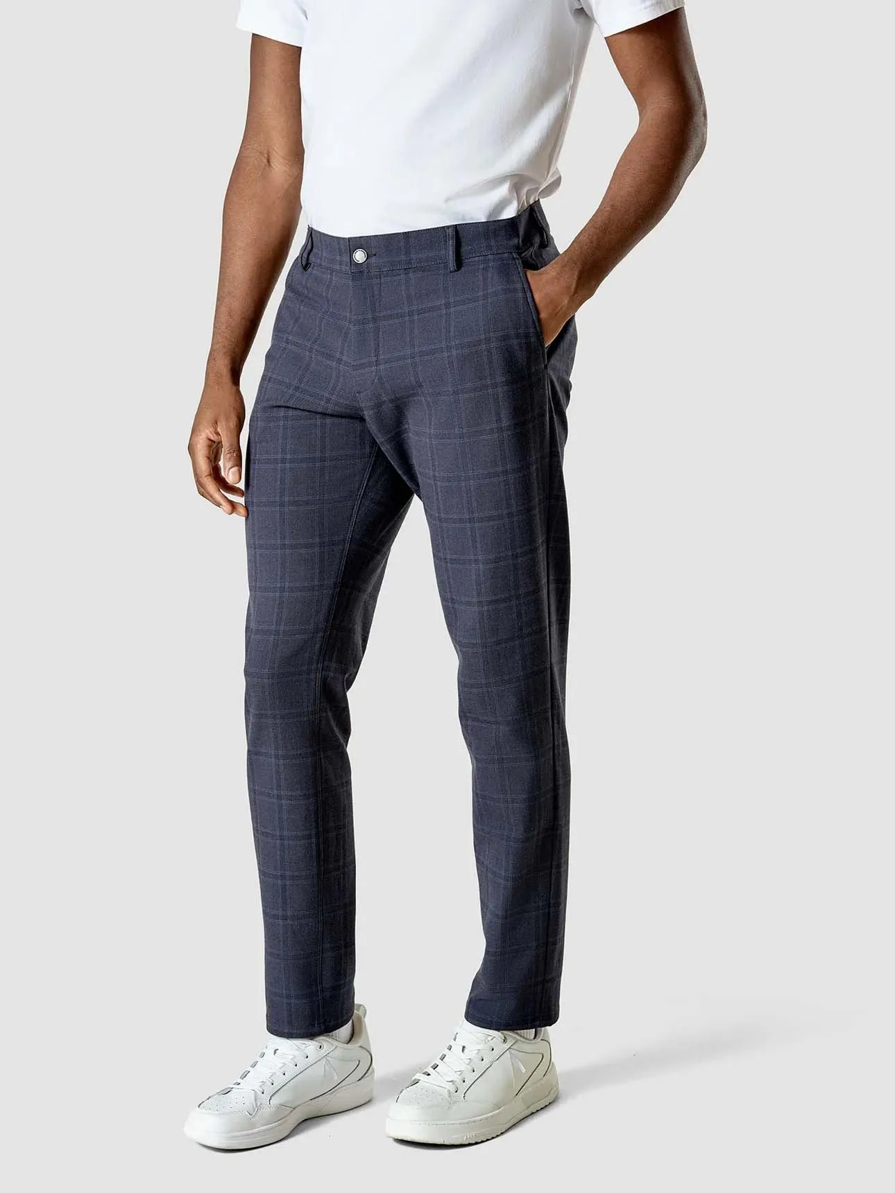 Limited Check Pants Slim Midnight Blue