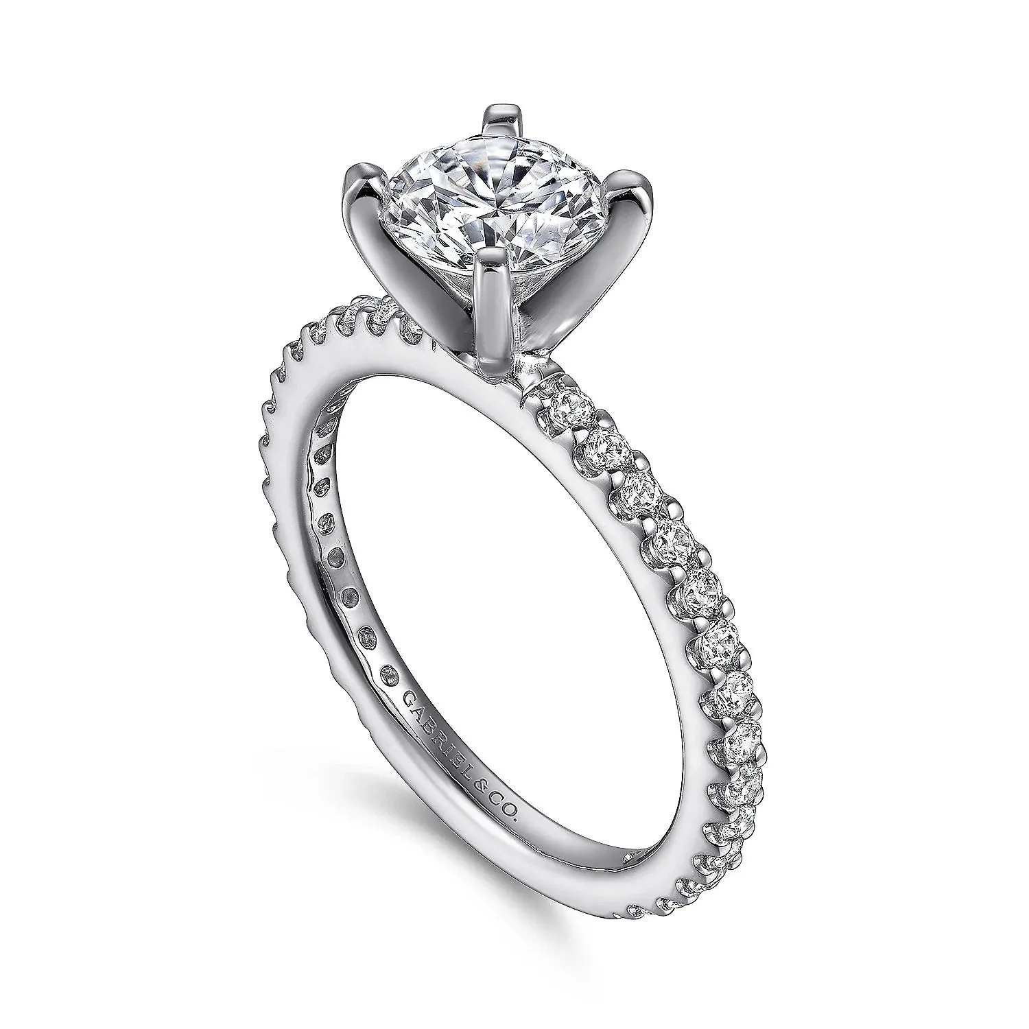 Logan - 14K White Gold Round Diamond Engagement Ring